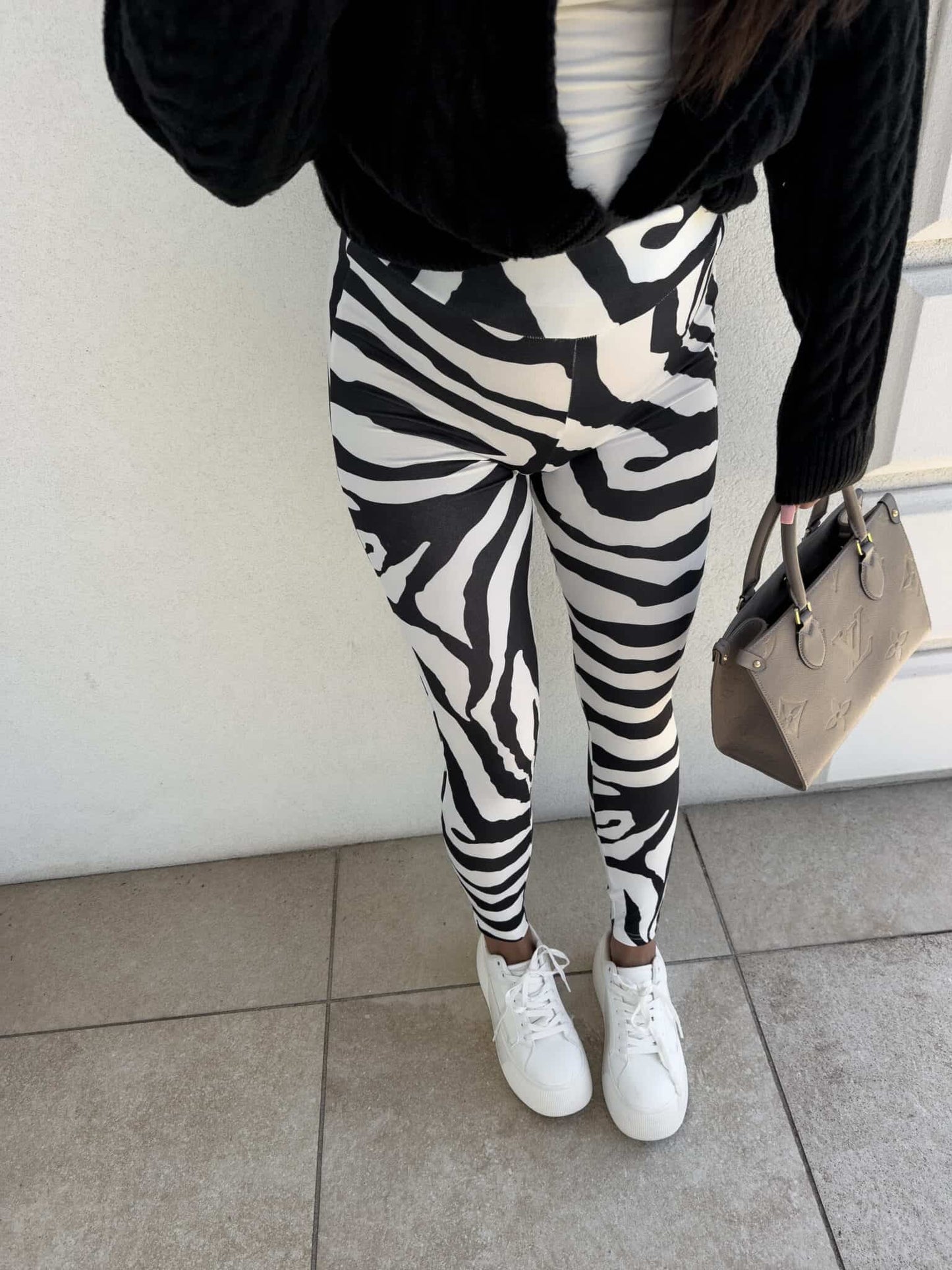 Leggings GYM print zebra – weiß- schwarz