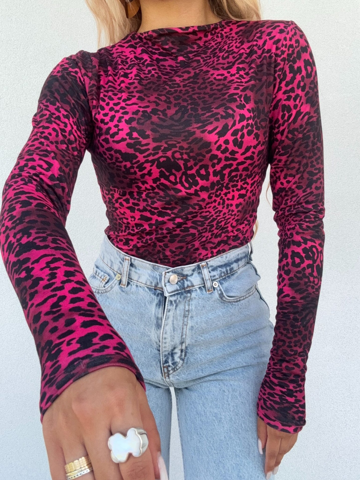 Damenbluse SKIN print Panther– Fuchsie