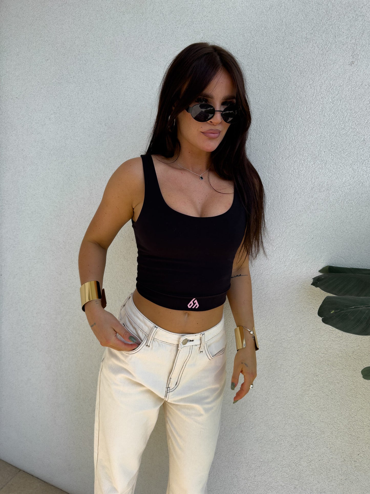 Top GYM - schwarz mit rosa Logo