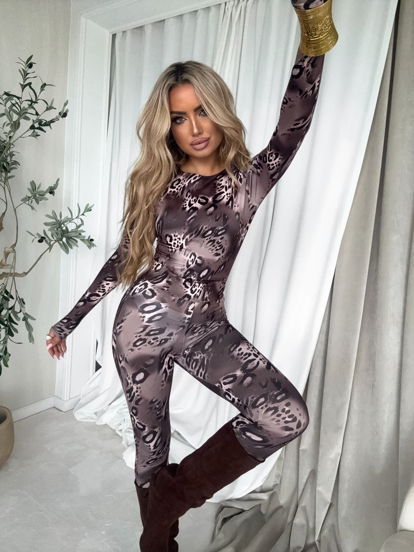 Damenbluse LINDA animal - Schoko