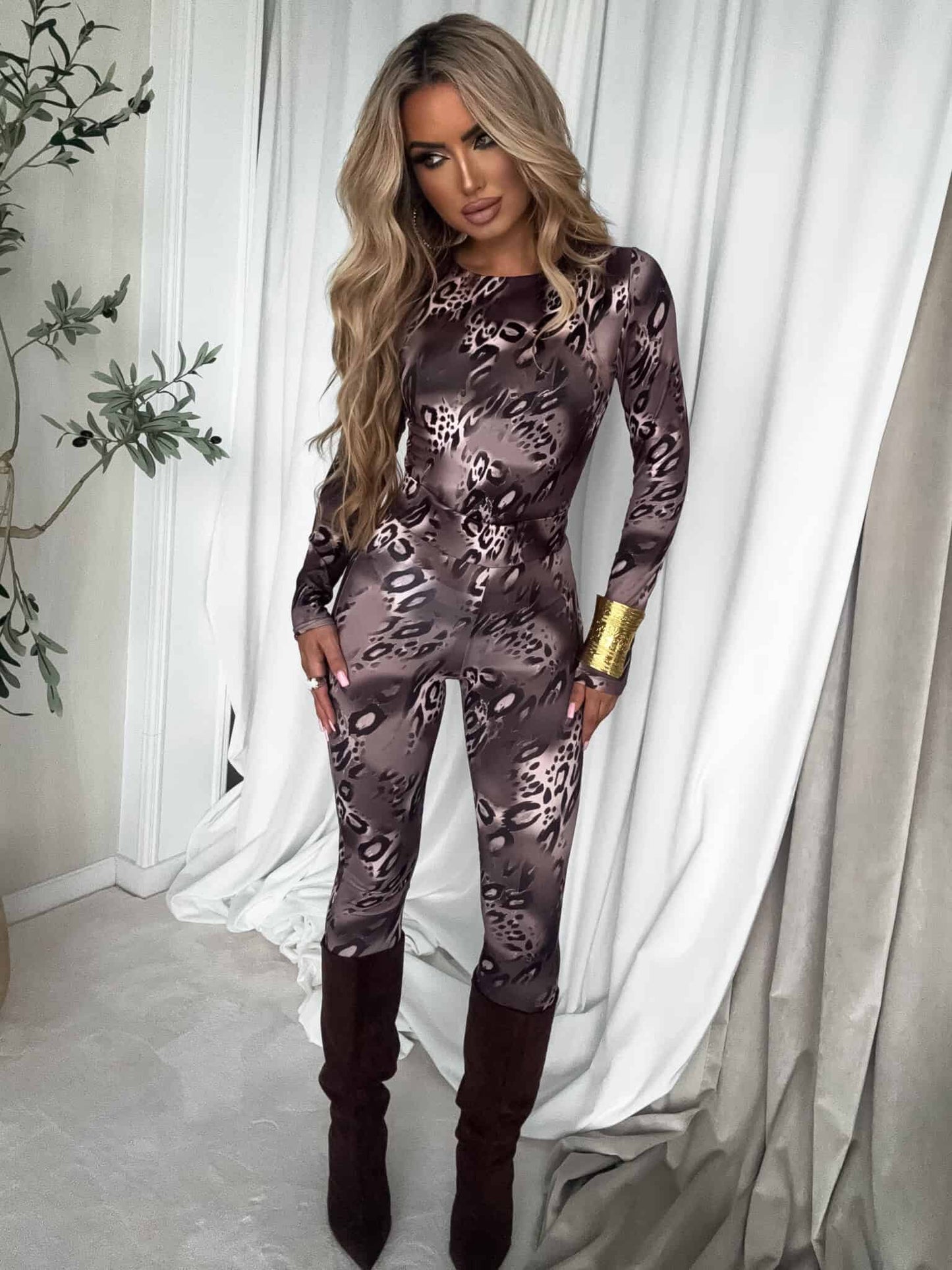 Damenbluse LINDA animal - Schoko