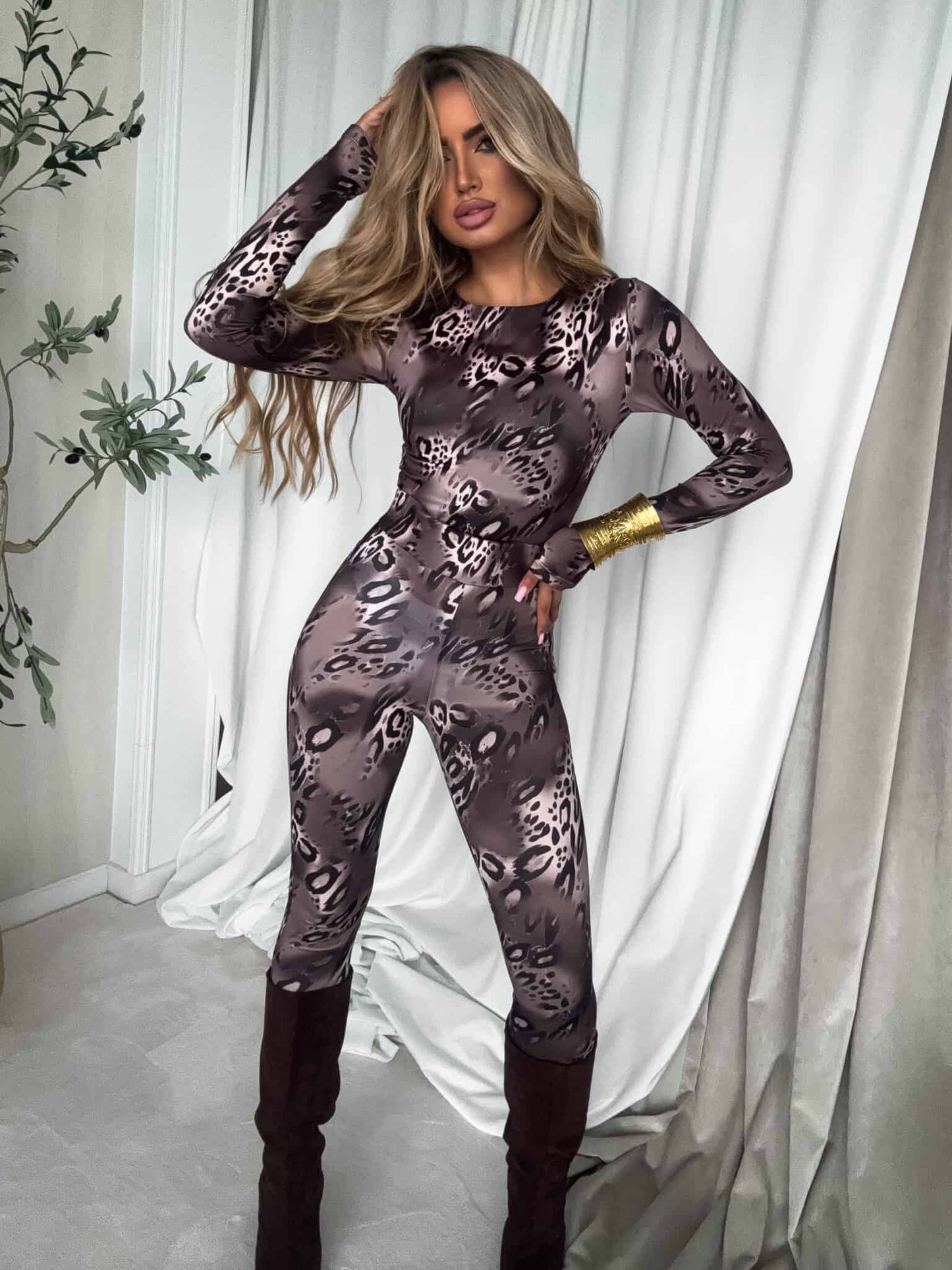 Damenbluse LINDA animal - Schoko