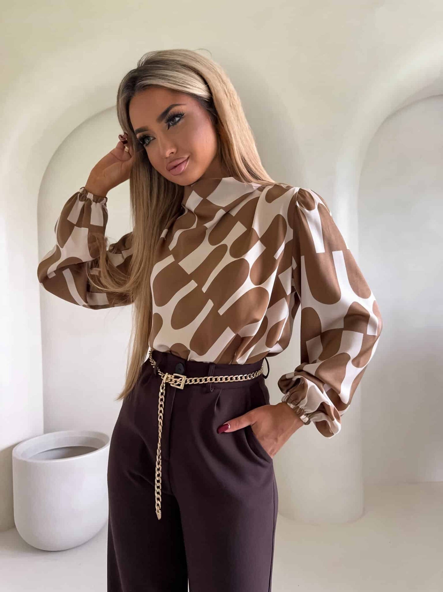Damenbluse LIVIA print - beige