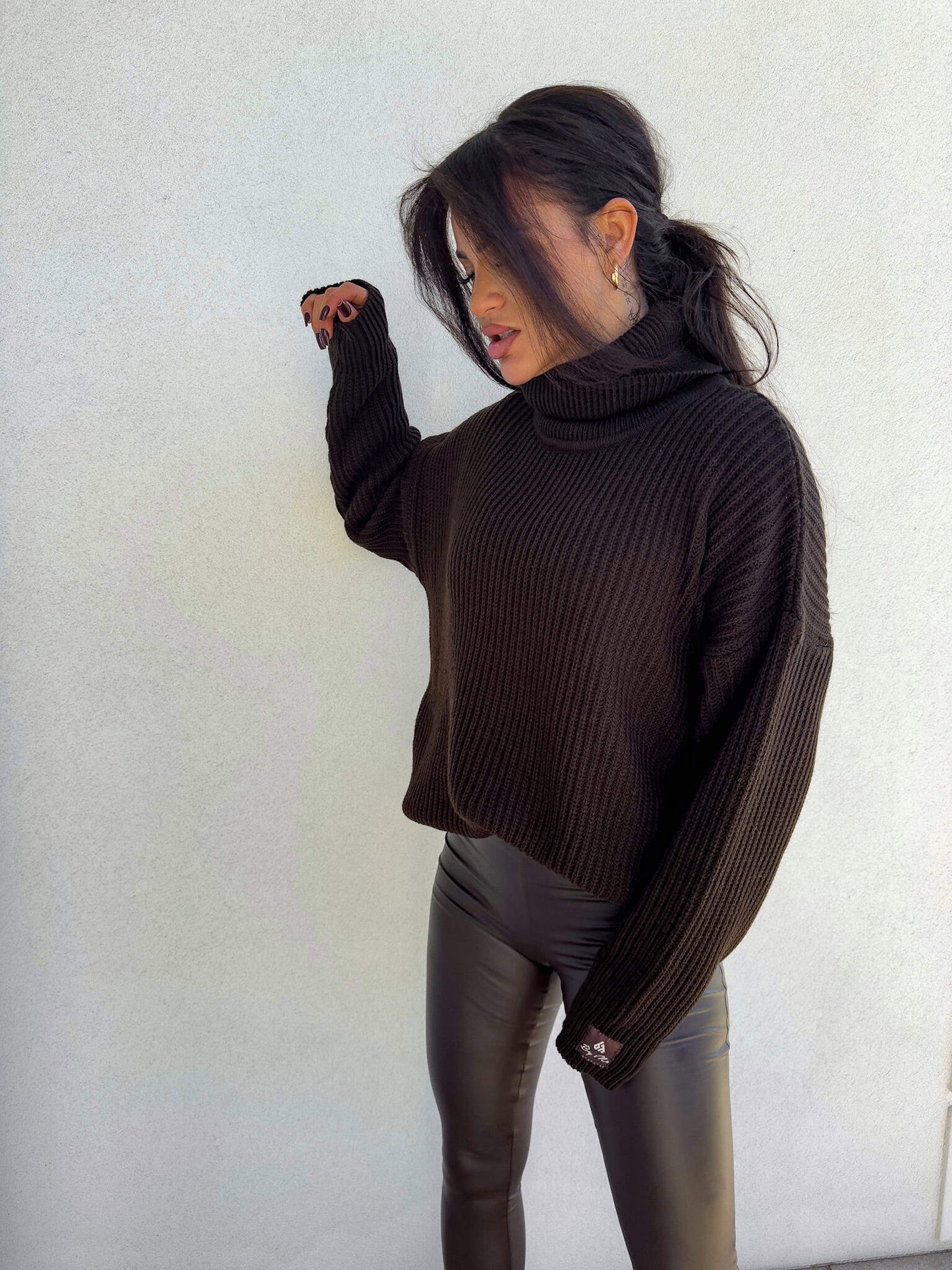 Rollkragenpullover LAVER - SCHOKOBRAUN