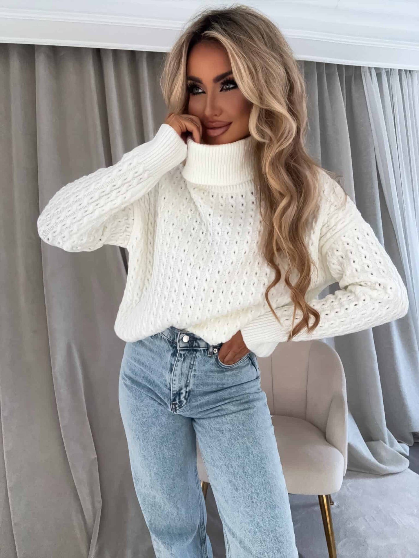 Rollkragenpullover INKO - ecru