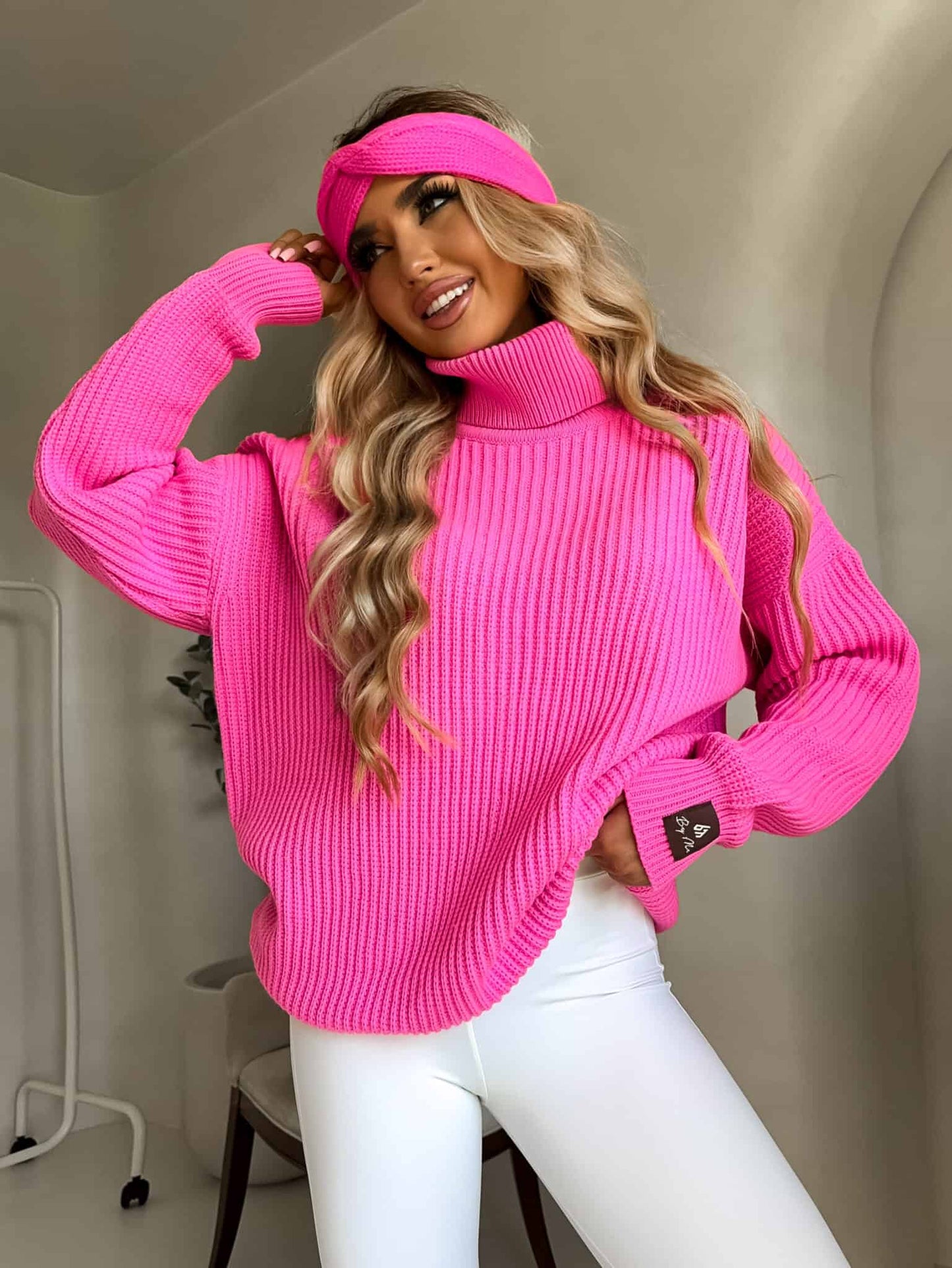 Rollkragenpullover LAVER - Barbie- rosa