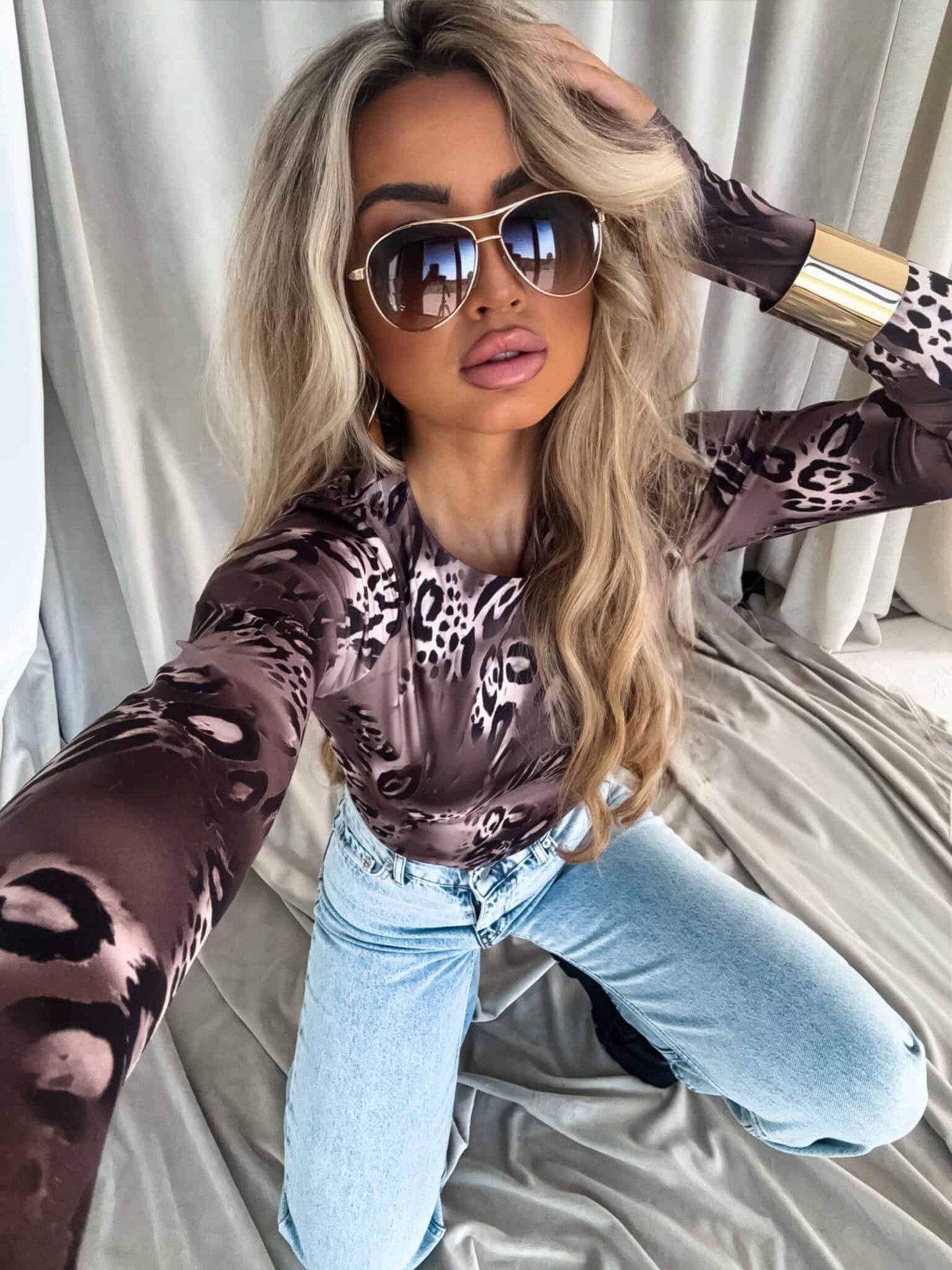 Damenbluse LINDA animal - Schoko