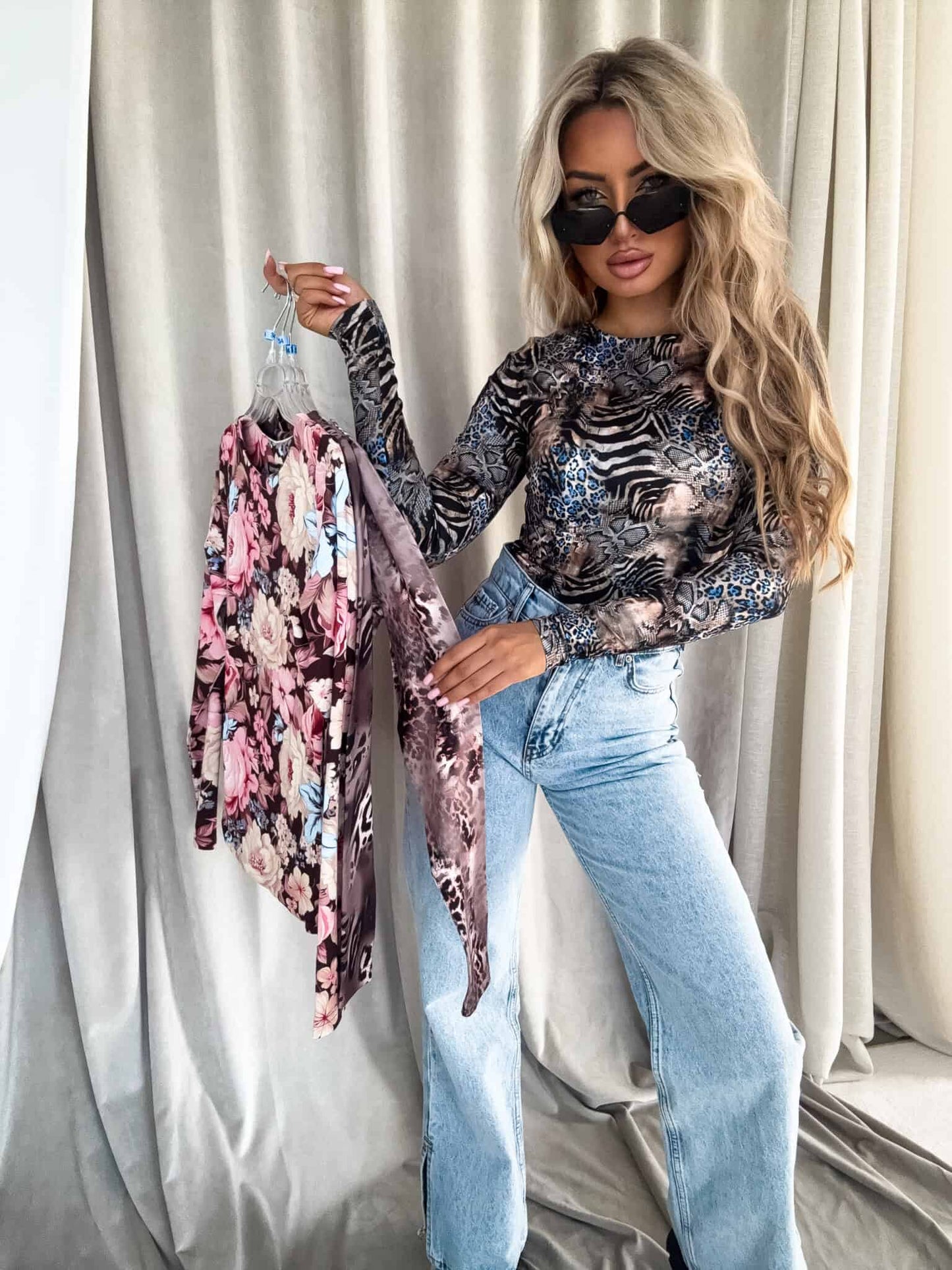 Damenbluse LINDA animal - beige-balu