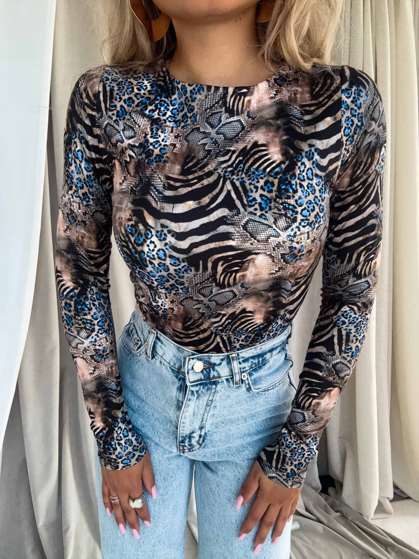 Damenbluse LINDA animal - beige-balu