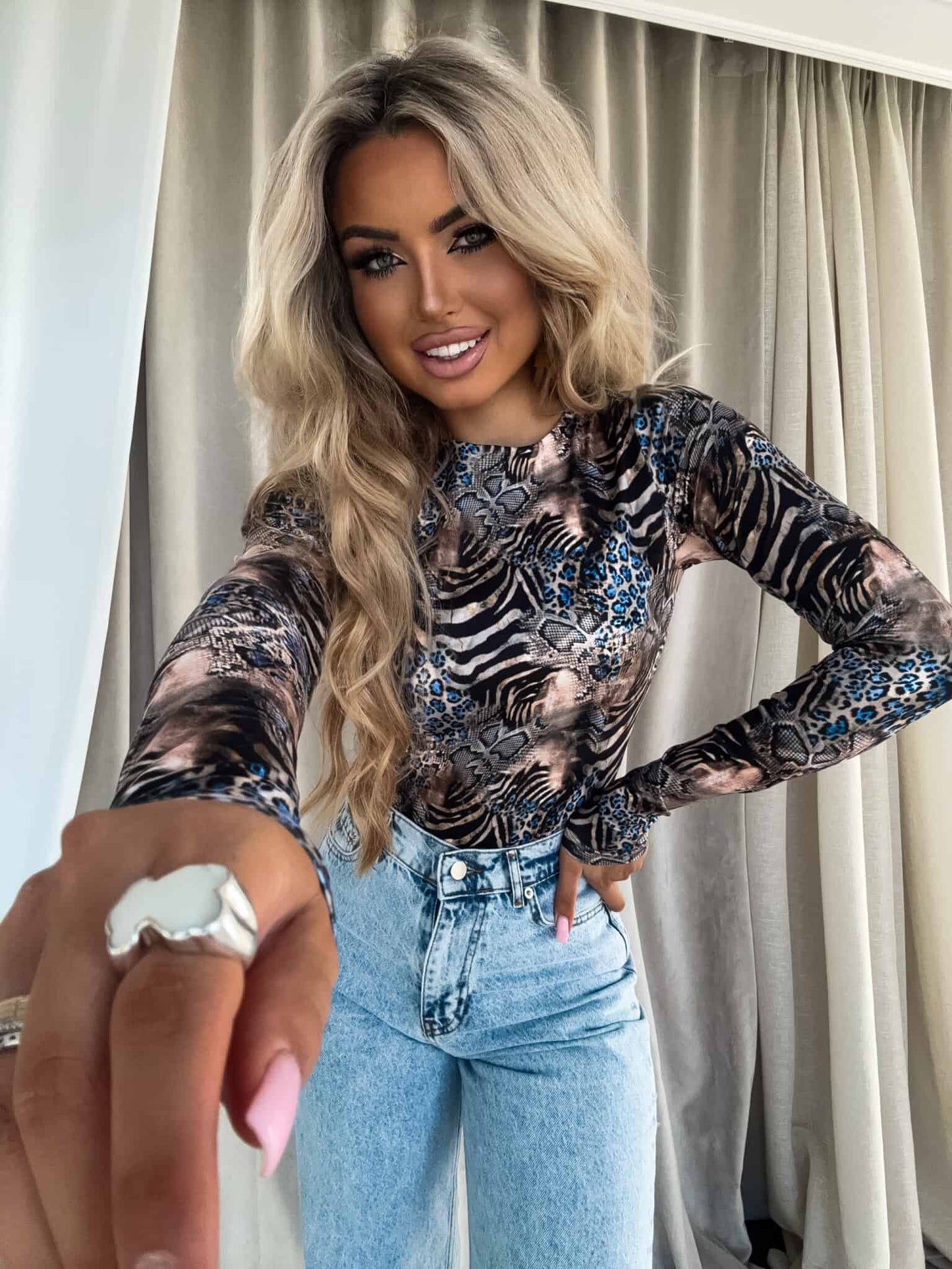 Damenbluse LINDA animal - beige-balu