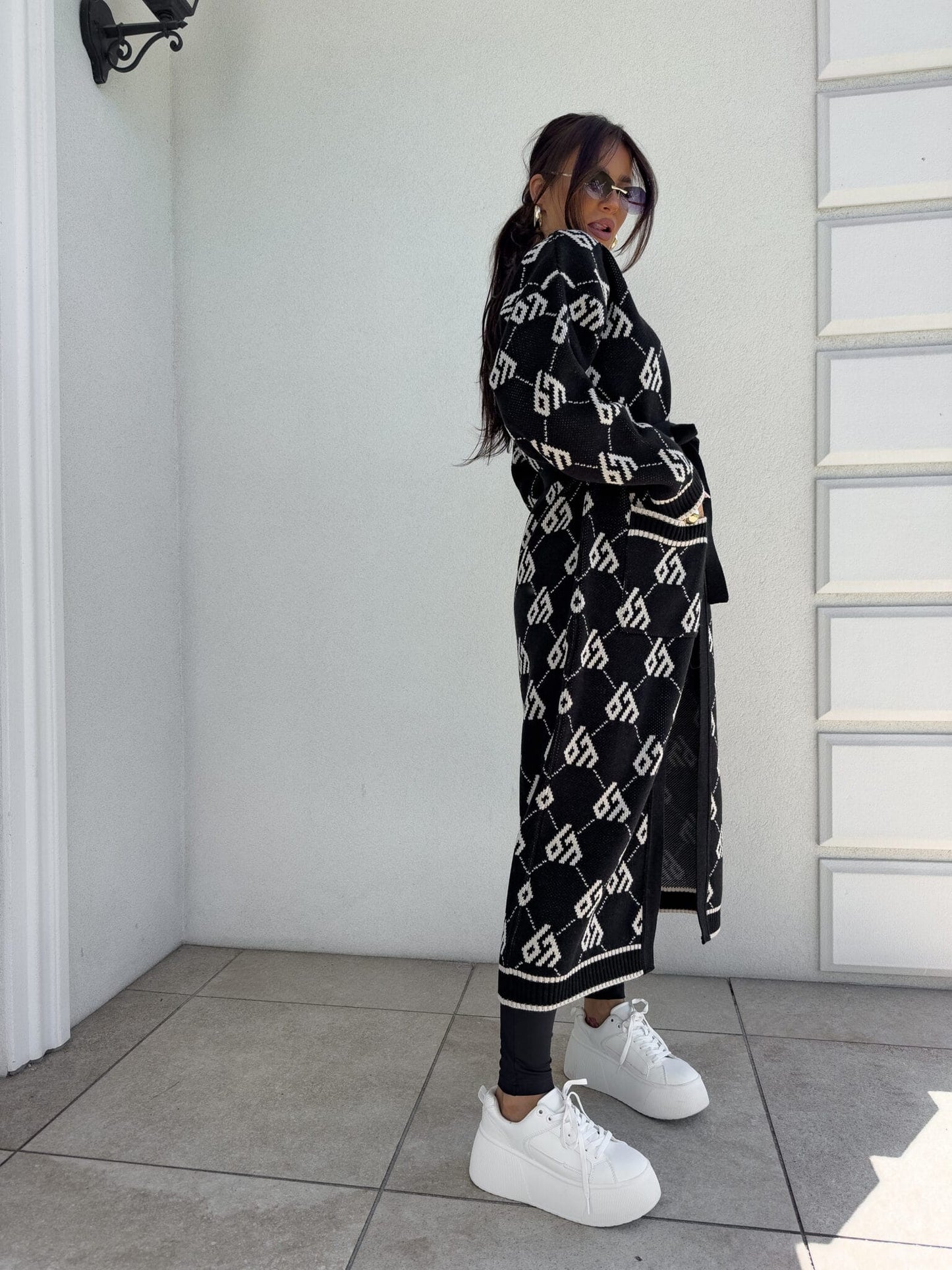 Strickjacke Mantel  ANDREA – schwarz