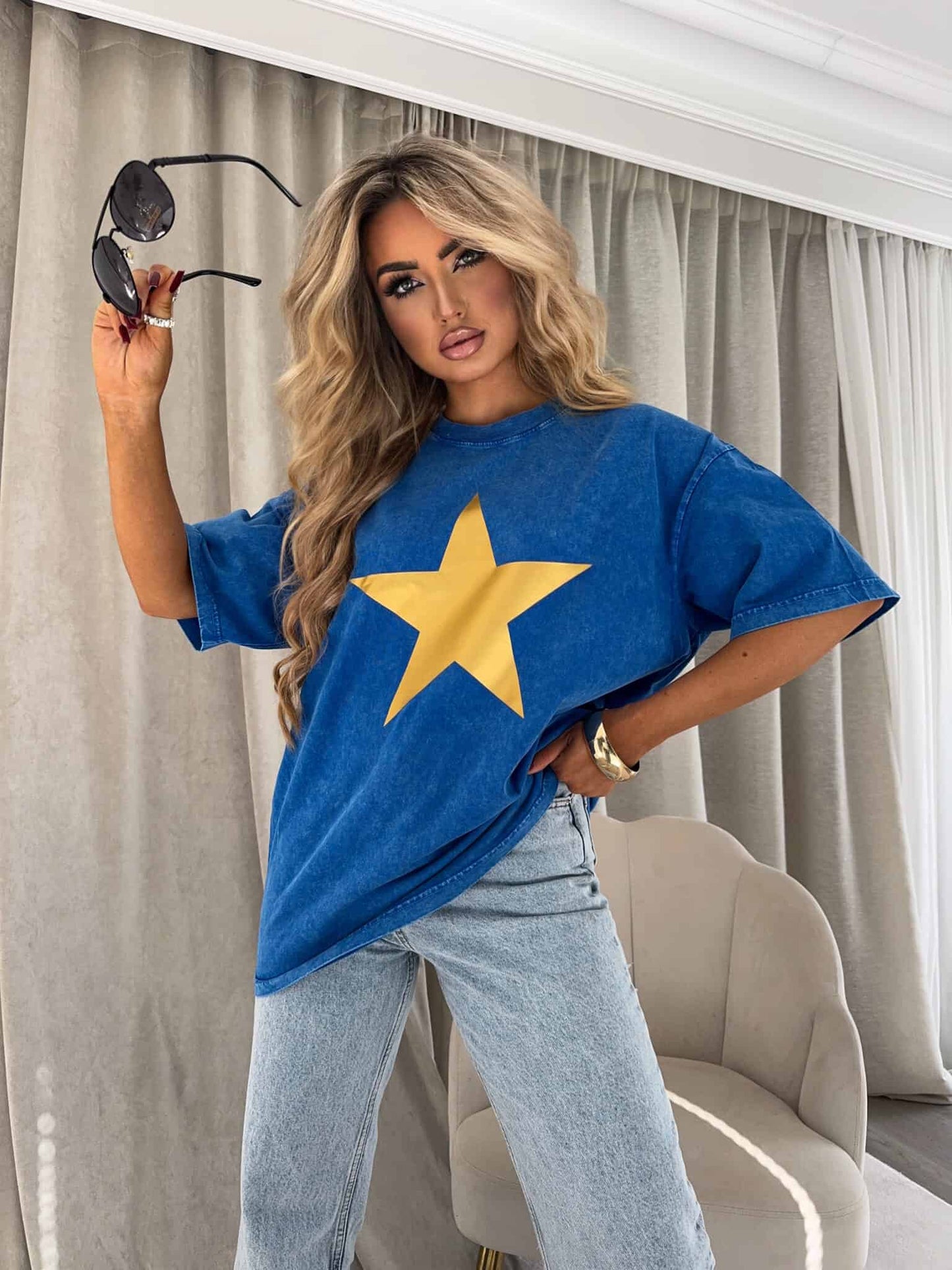 T-shirt STAR - marineblau