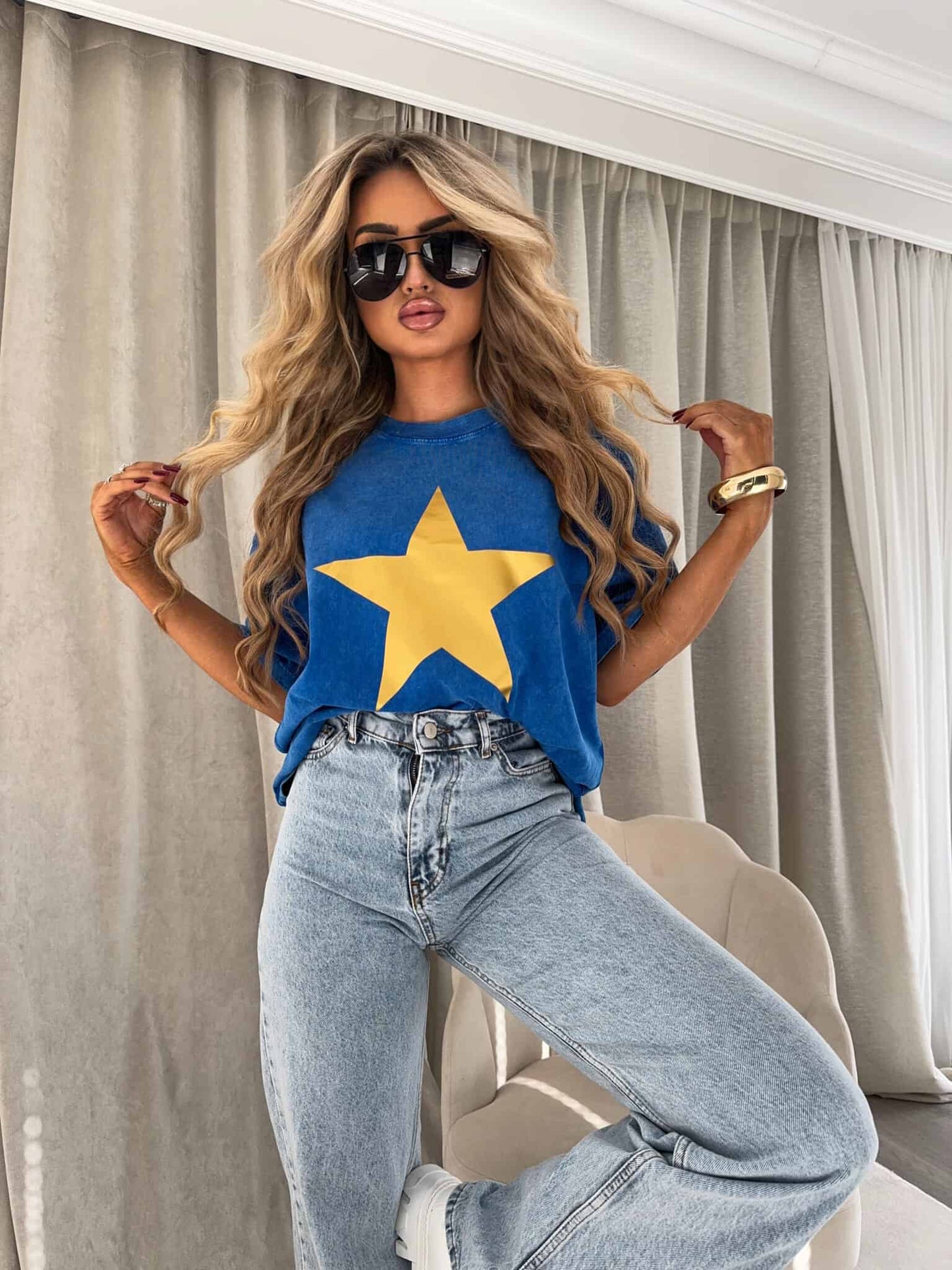 T-shirt STAR - marineblau
