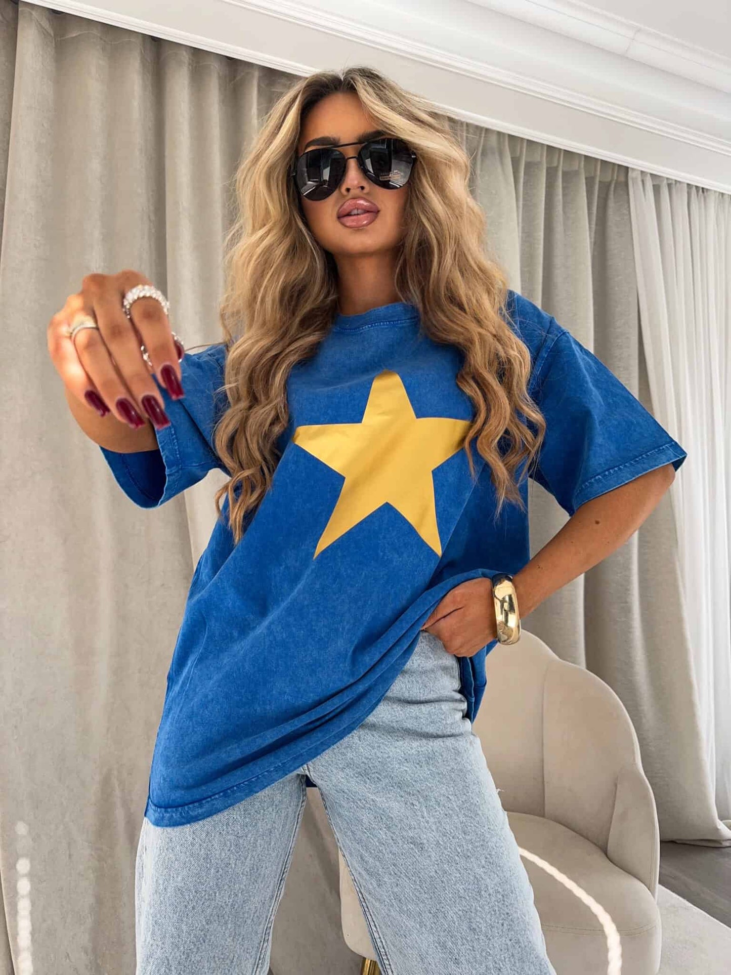 T-shirt STAR - marineblau
