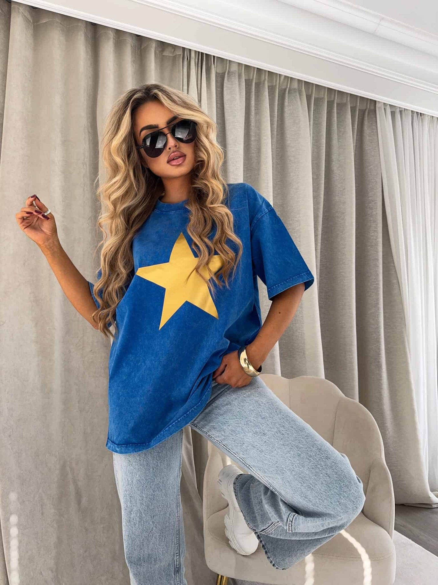 T-shirt STAR - marineblau