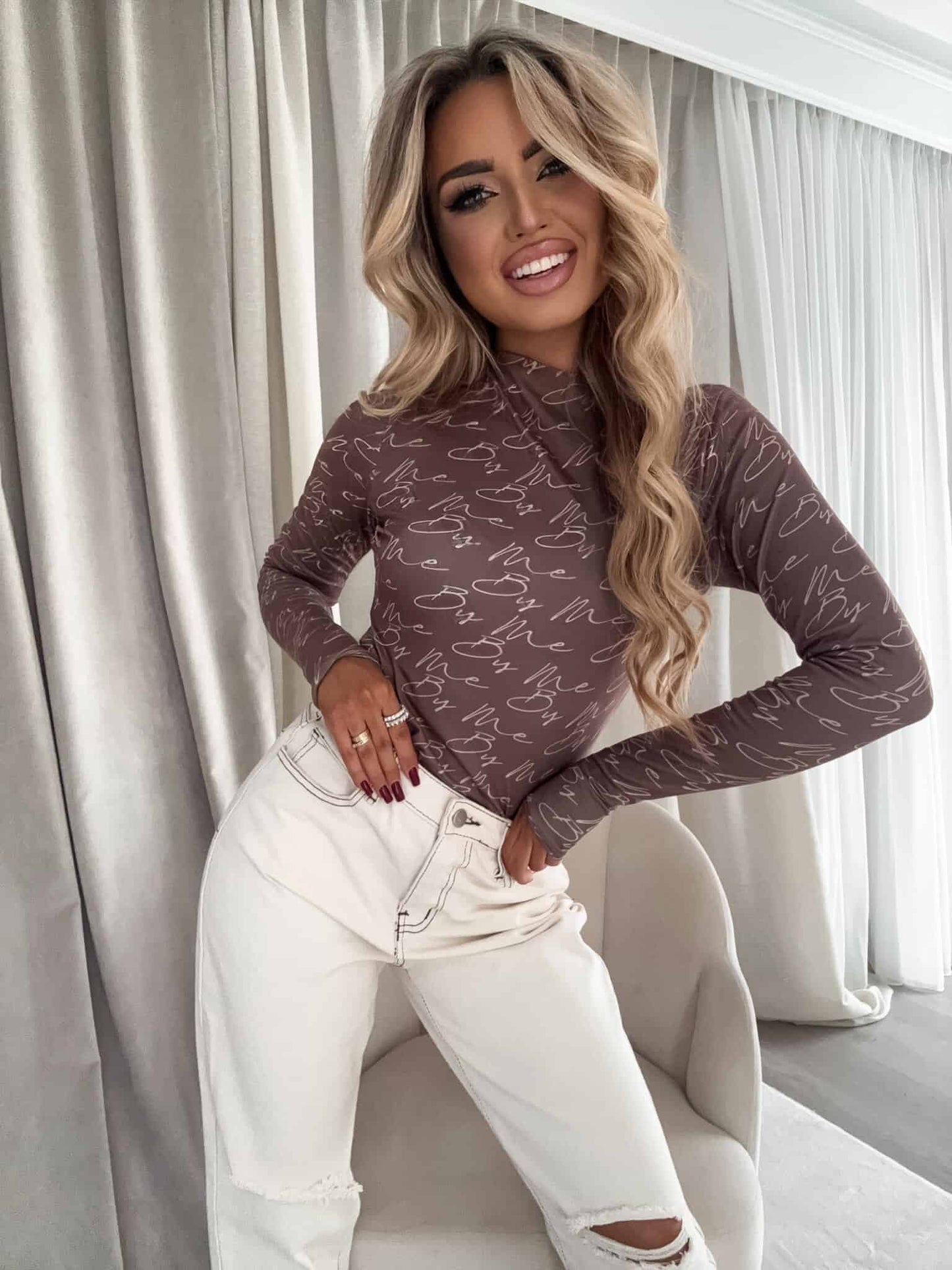 Damenbluse SKIN print – mokka