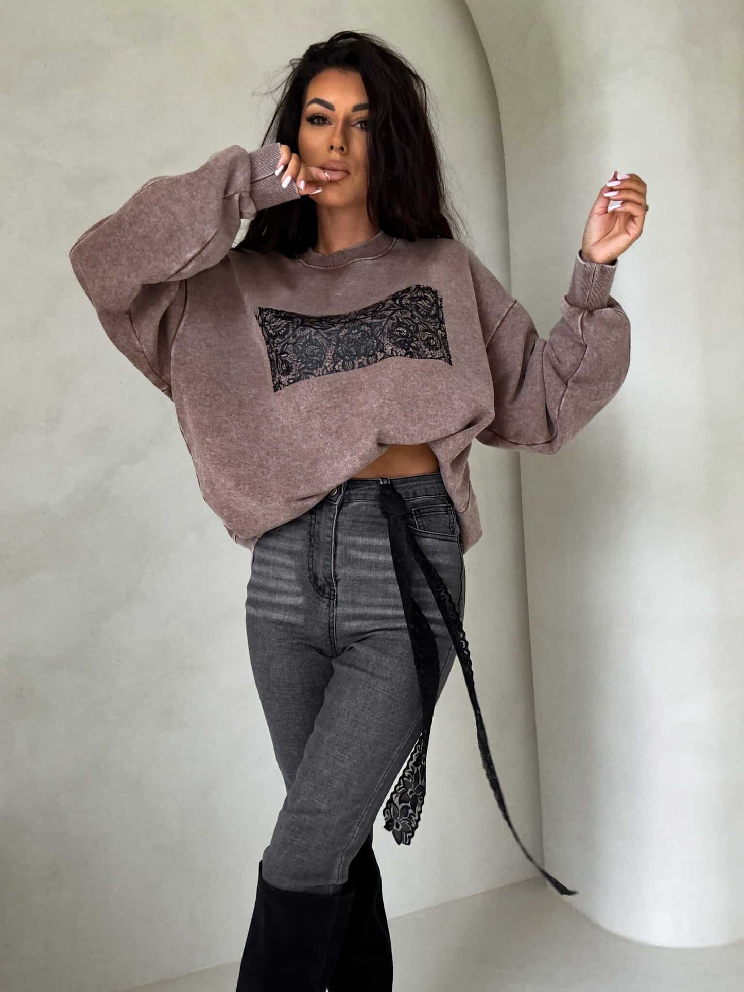 Sweatshirt SPITZE  - dunkelbeige