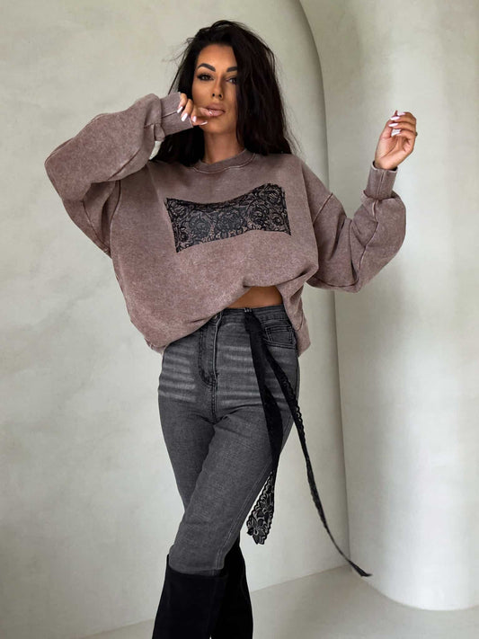 Sweatshirt SPITZE  - dunkelbeige