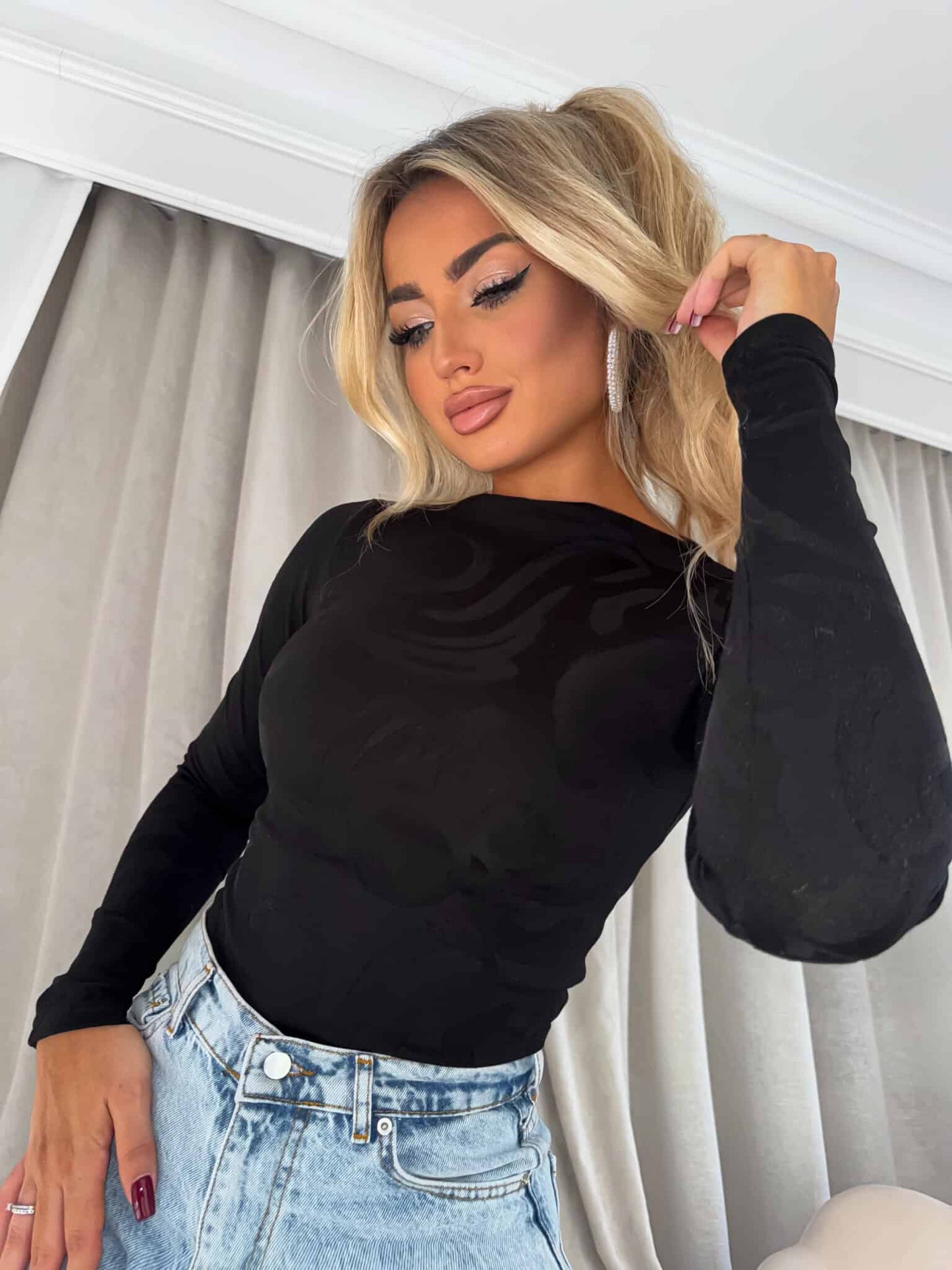 Damenbluse SABRINA Schaum- schwarz