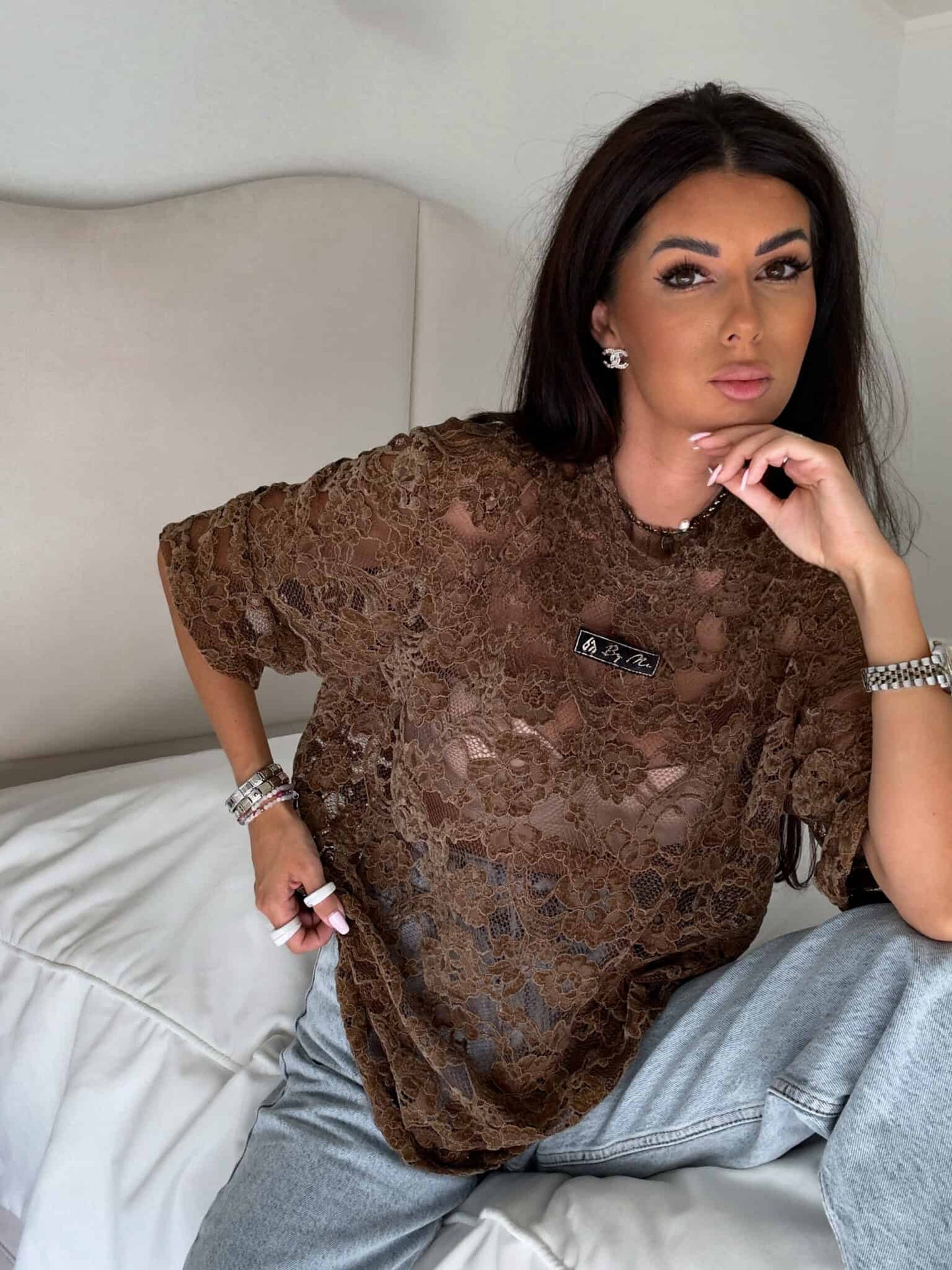 Damenbluse MARMARIS Velours  - Schoko