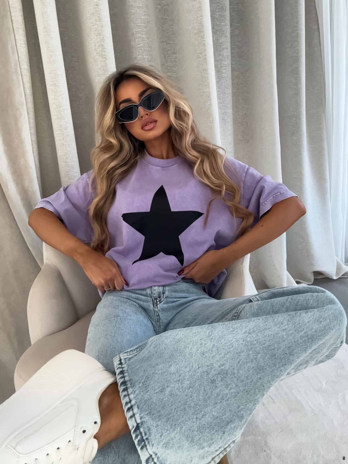 t-shirt STAR - hell- lila
