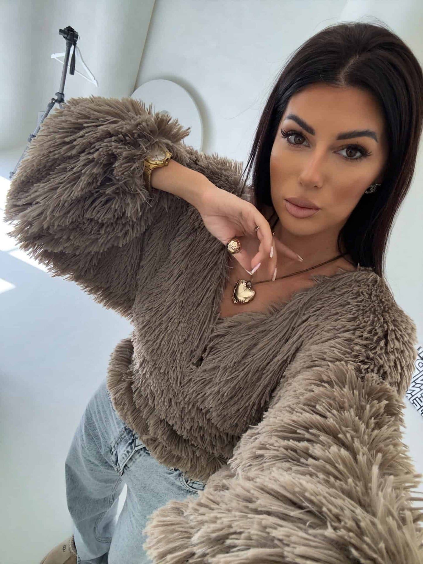 Jacke KAIRA SHAGGY – braun