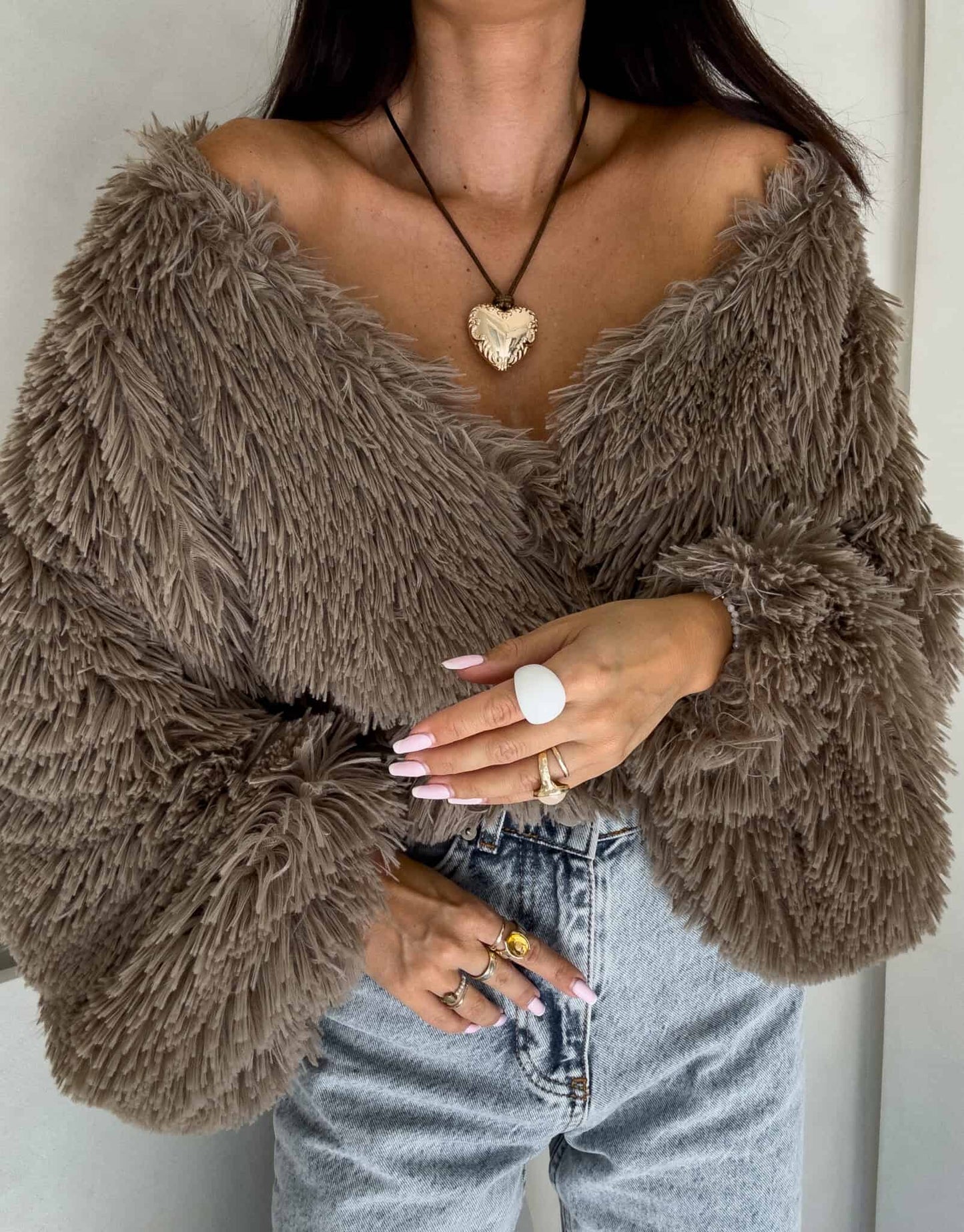 Jacke KAIRA SHAGGY – braun