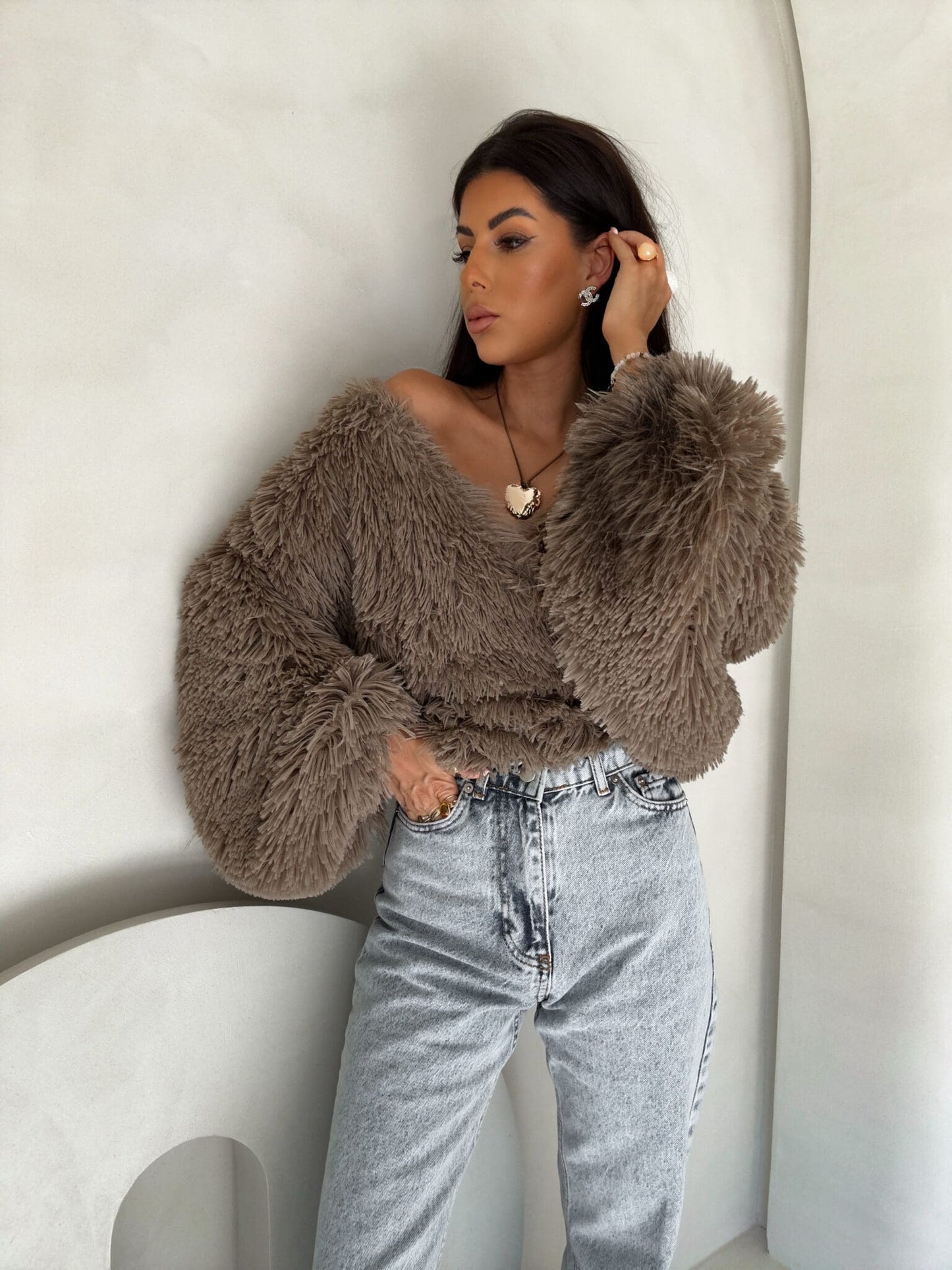 Jacke KAIRA SHAGGY – braun