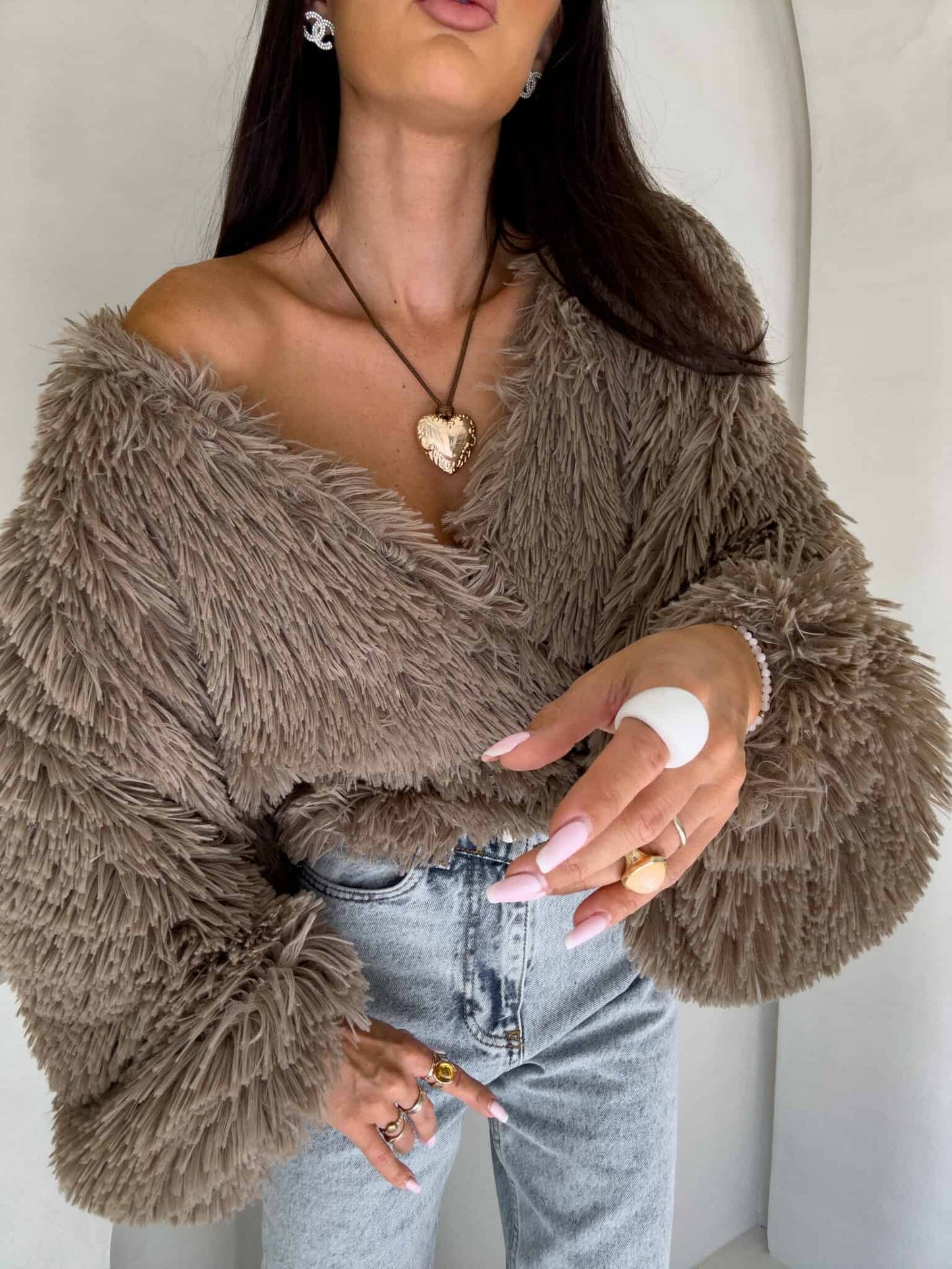 Jacke KAIRA SHAGGY – braun