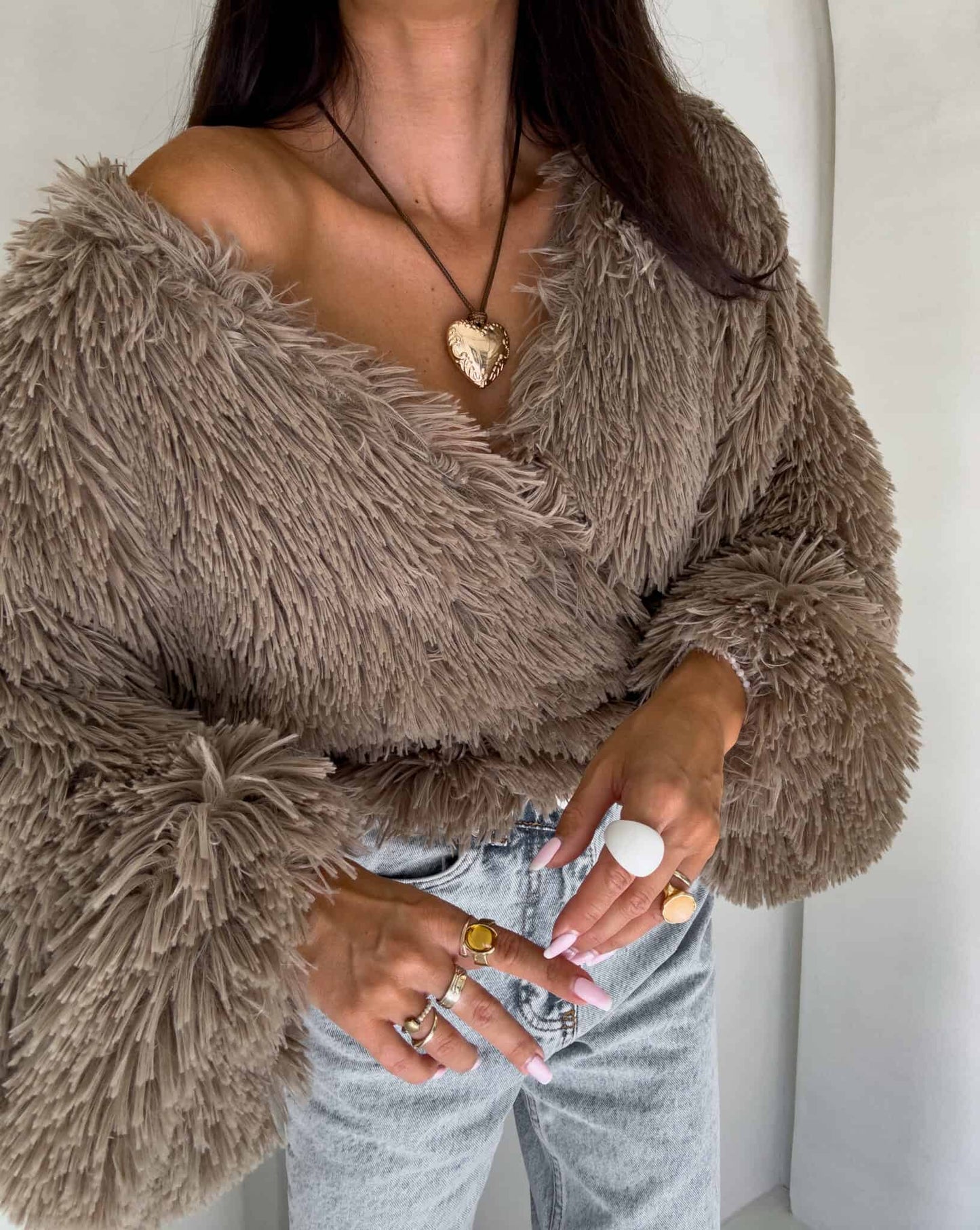 Jacke KAIRA SHAGGY – braun