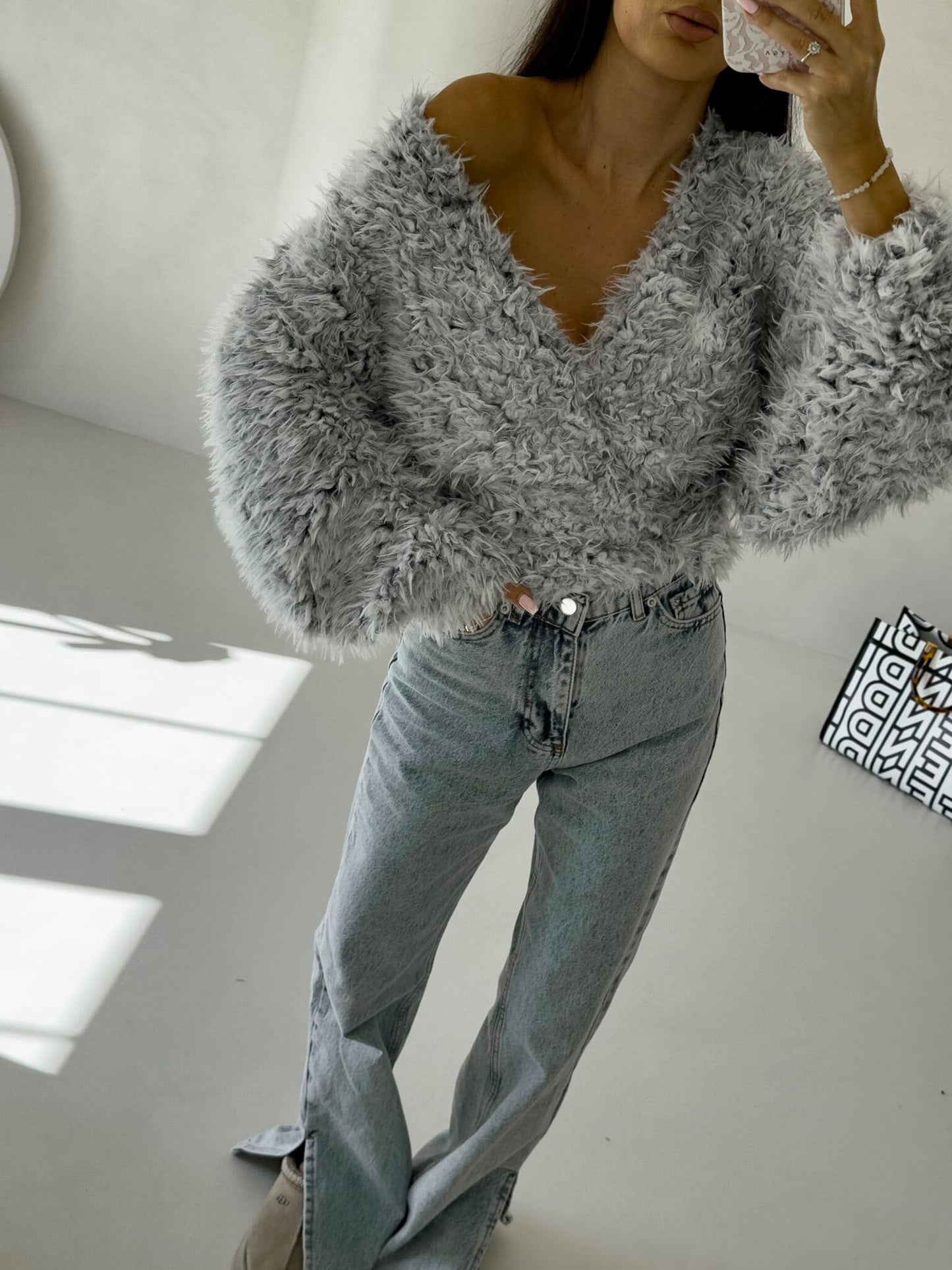 Jacke KAIRA SHAGGY – grau