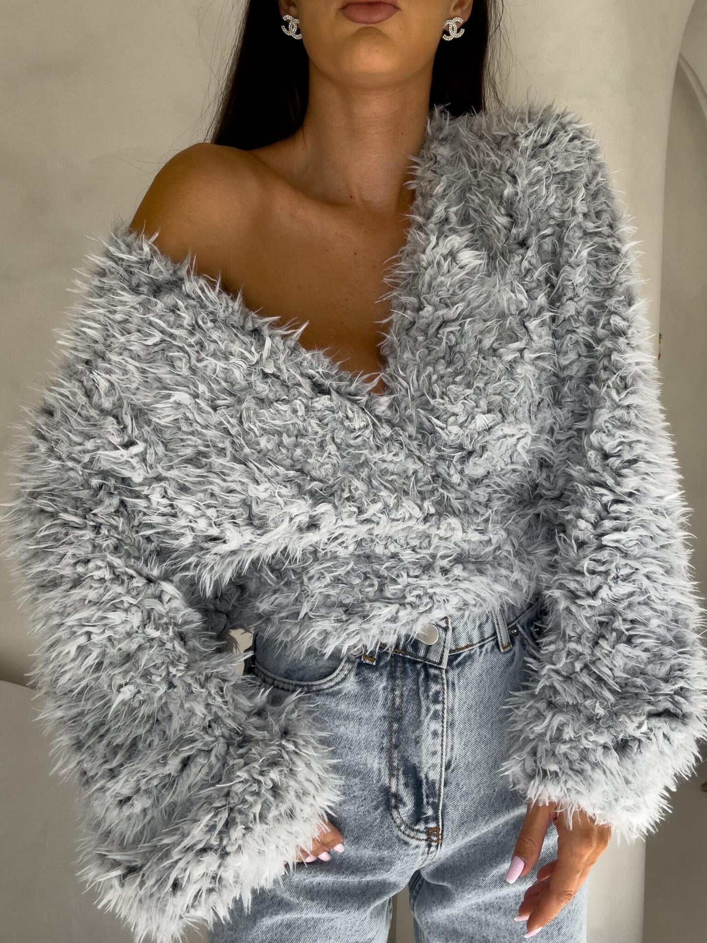 Jacke KAIRA SHAGGY – grau