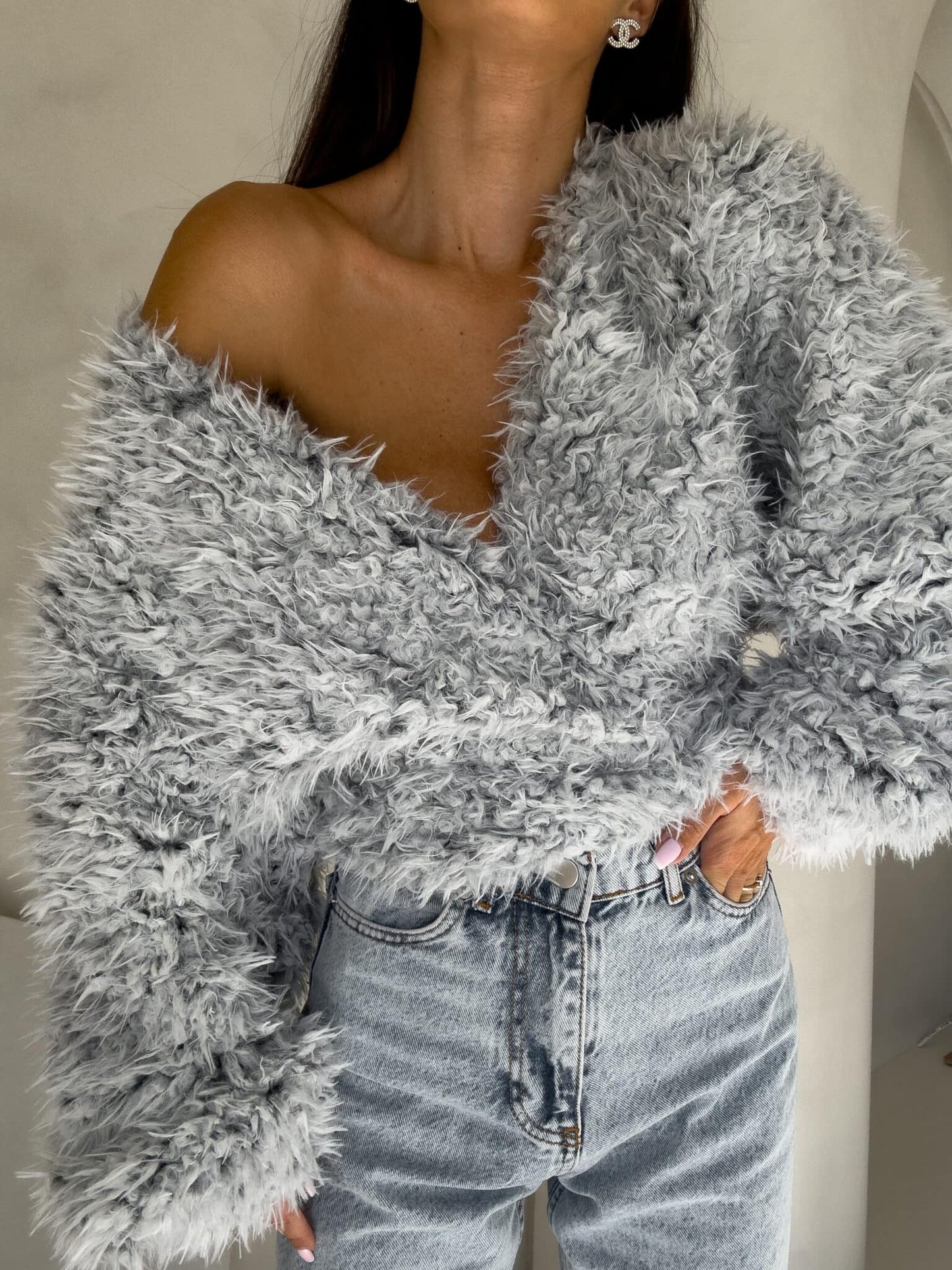 Jacke KAIRA SHAGGY – grau
