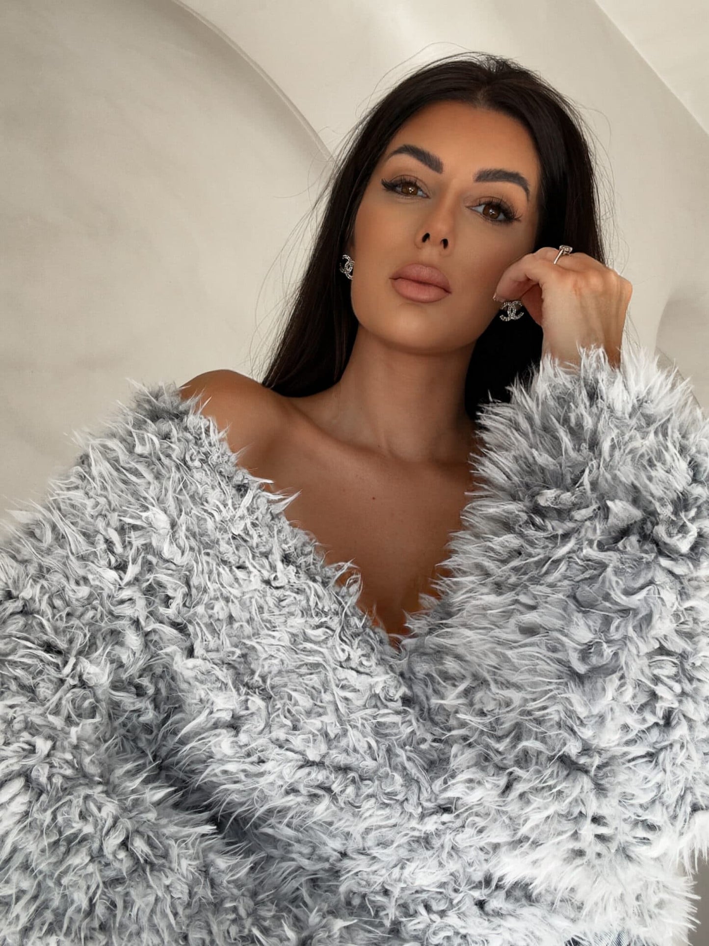 Jacke KAIRA SHAGGY – grau