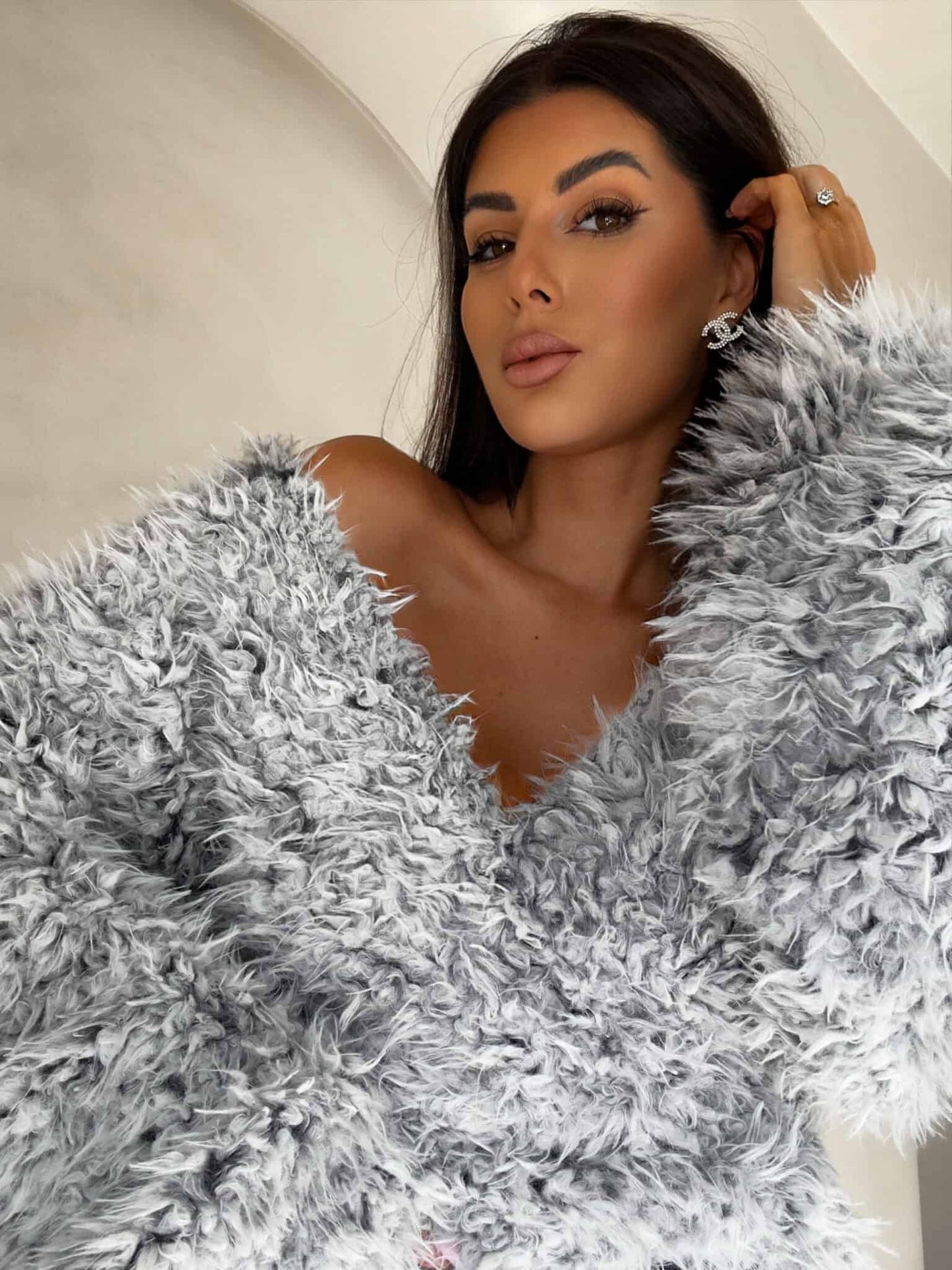Jacke KAIRA SHAGGY – grau