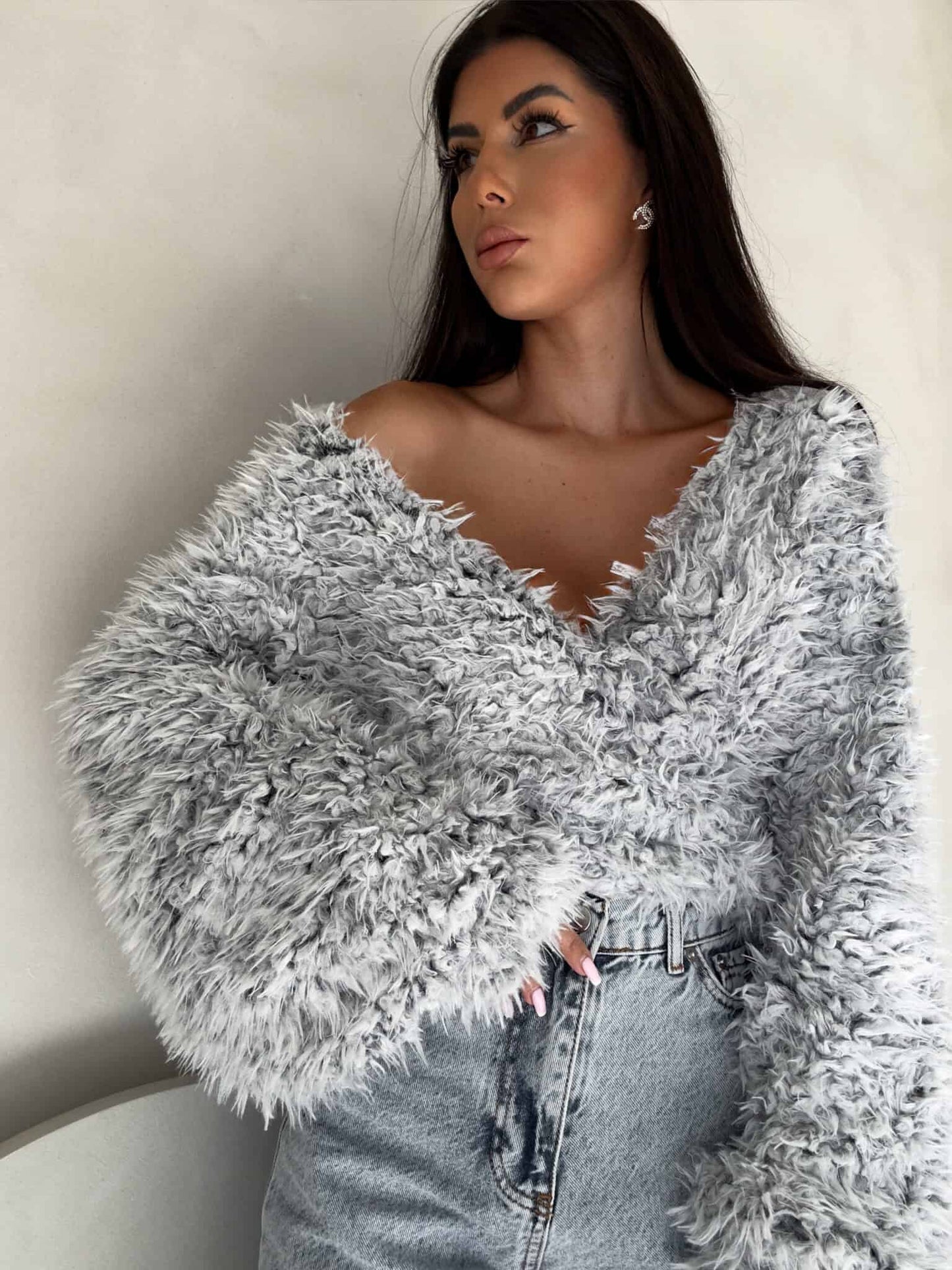 Jacke KAIRA SHAGGY – grau