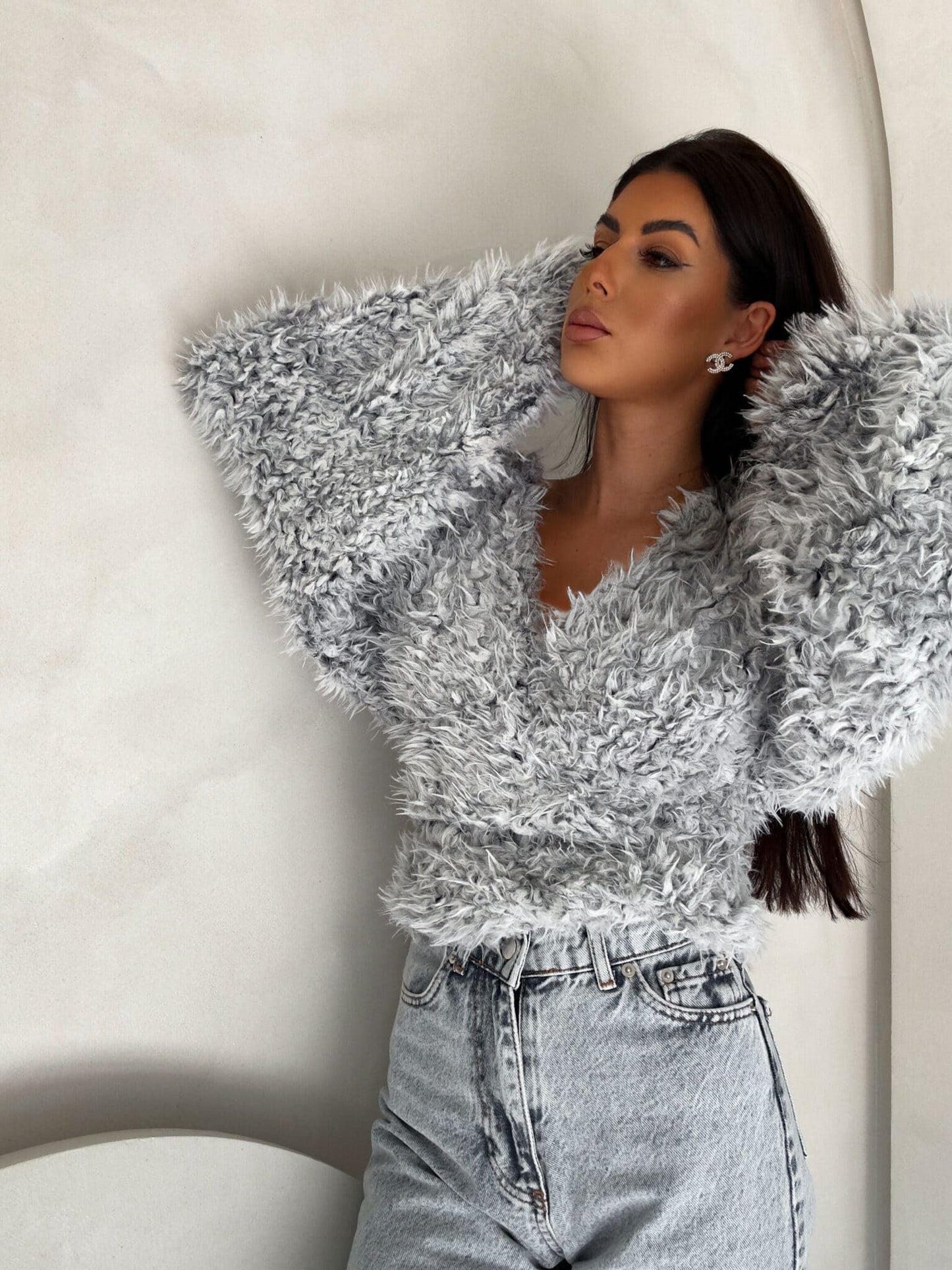 Jacke KAIRA SHAGGY – grau