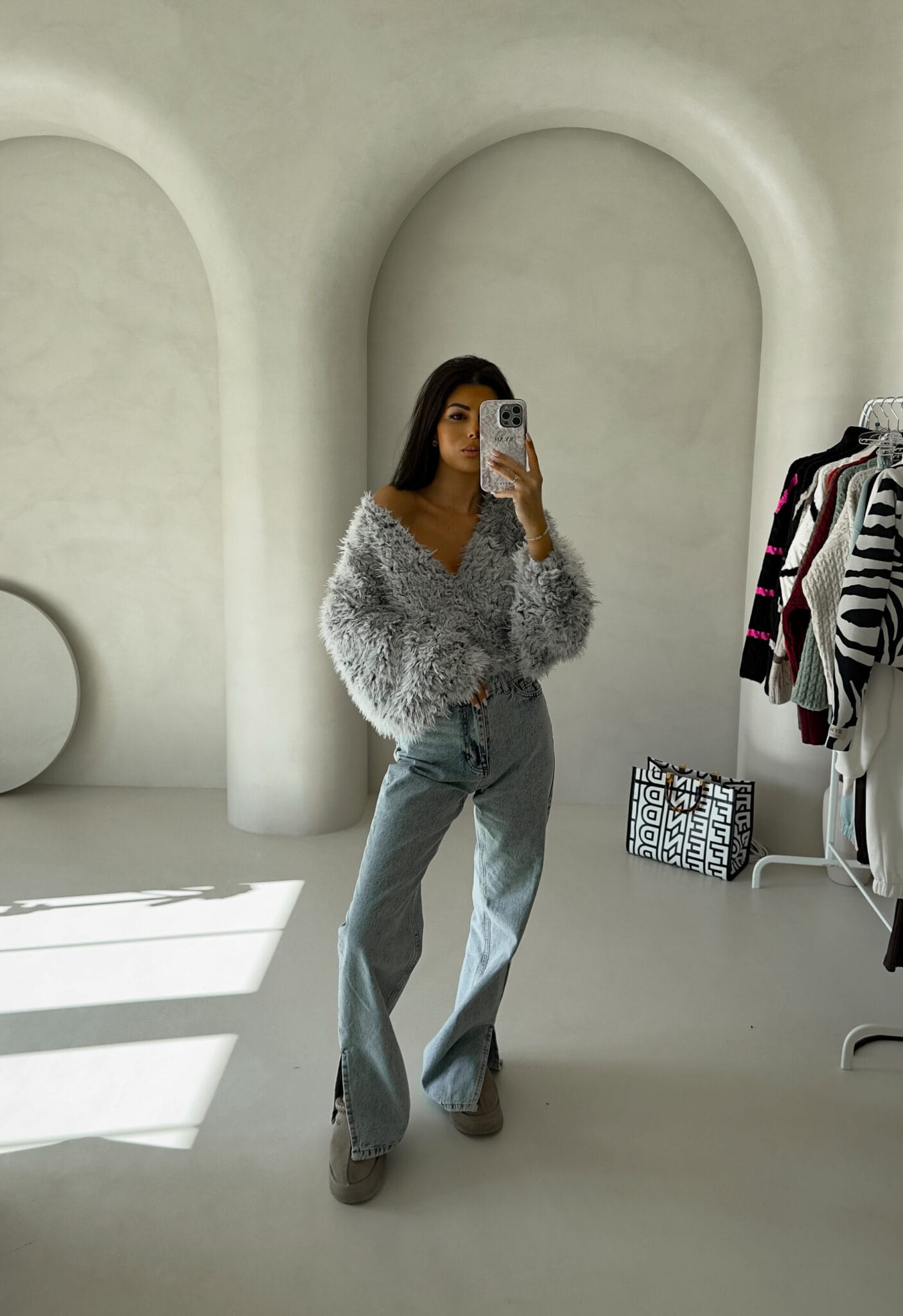 Jacke KAIRA SHAGGY – grau