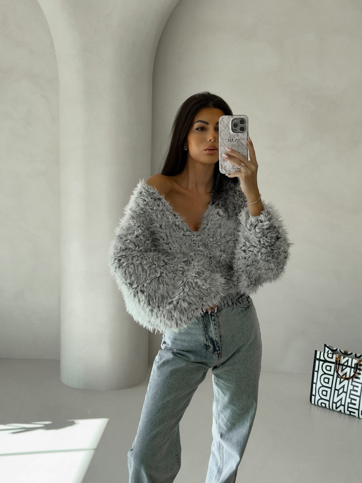 Jacke KAIRA SHAGGY – grau
