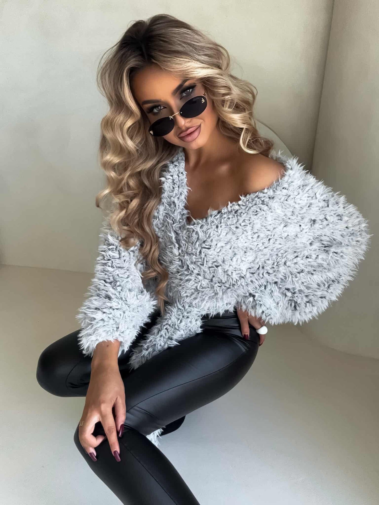 Jacke KAIRA SHAGGY – grau