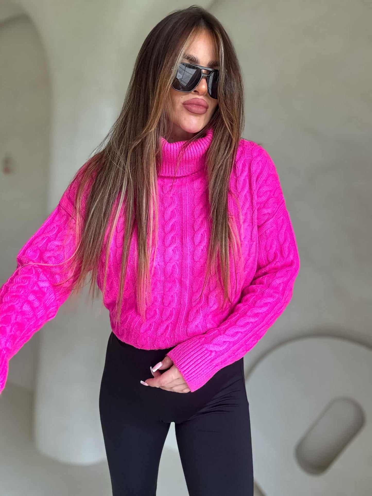 Rollkragenpullover INKO - pink