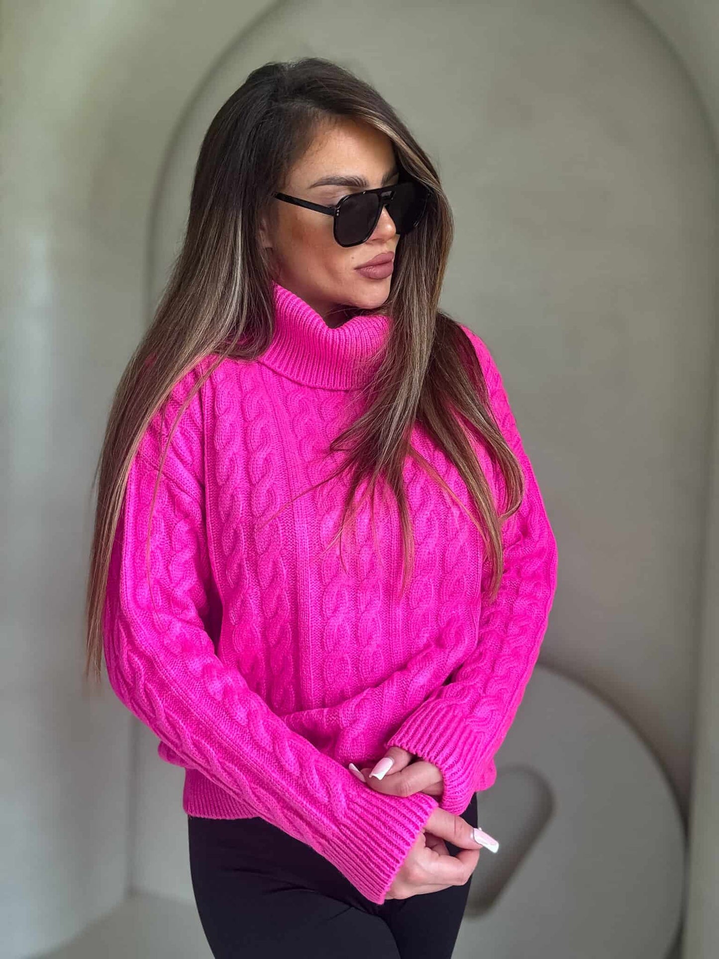 Rollkragenpullover INKO - pink