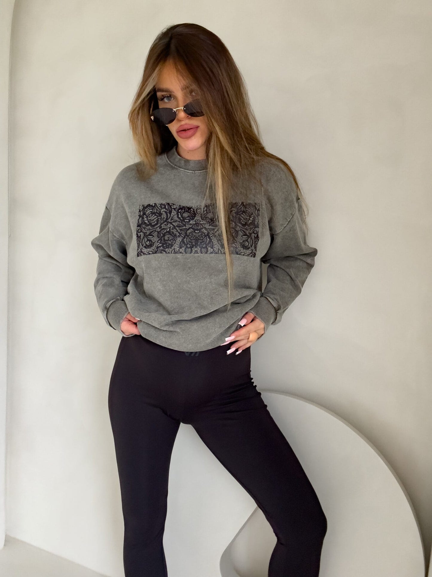 Sweatshirt KORONKA - khaki- abgewaschenes Stil