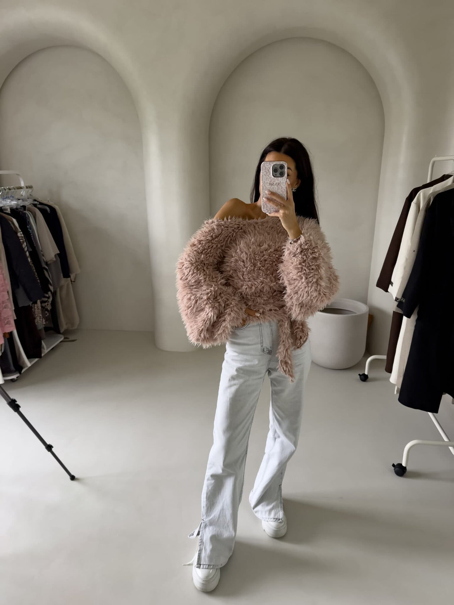 Jacke KAIRA SHAGGY – hellbeige