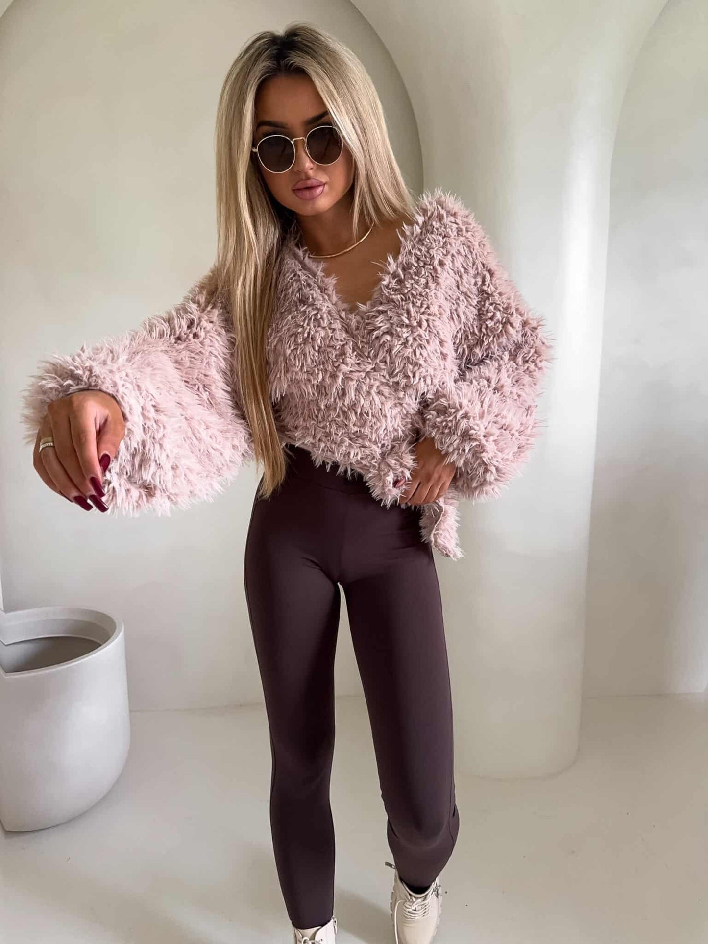 Jacke KAIRA SHAGGY – hellbeige