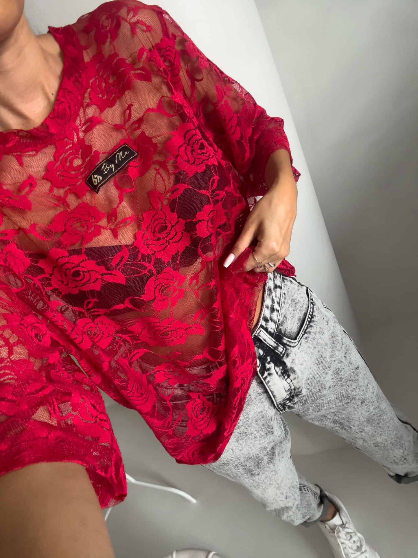 Damenbluse MARMARIS II Spitze new - rot