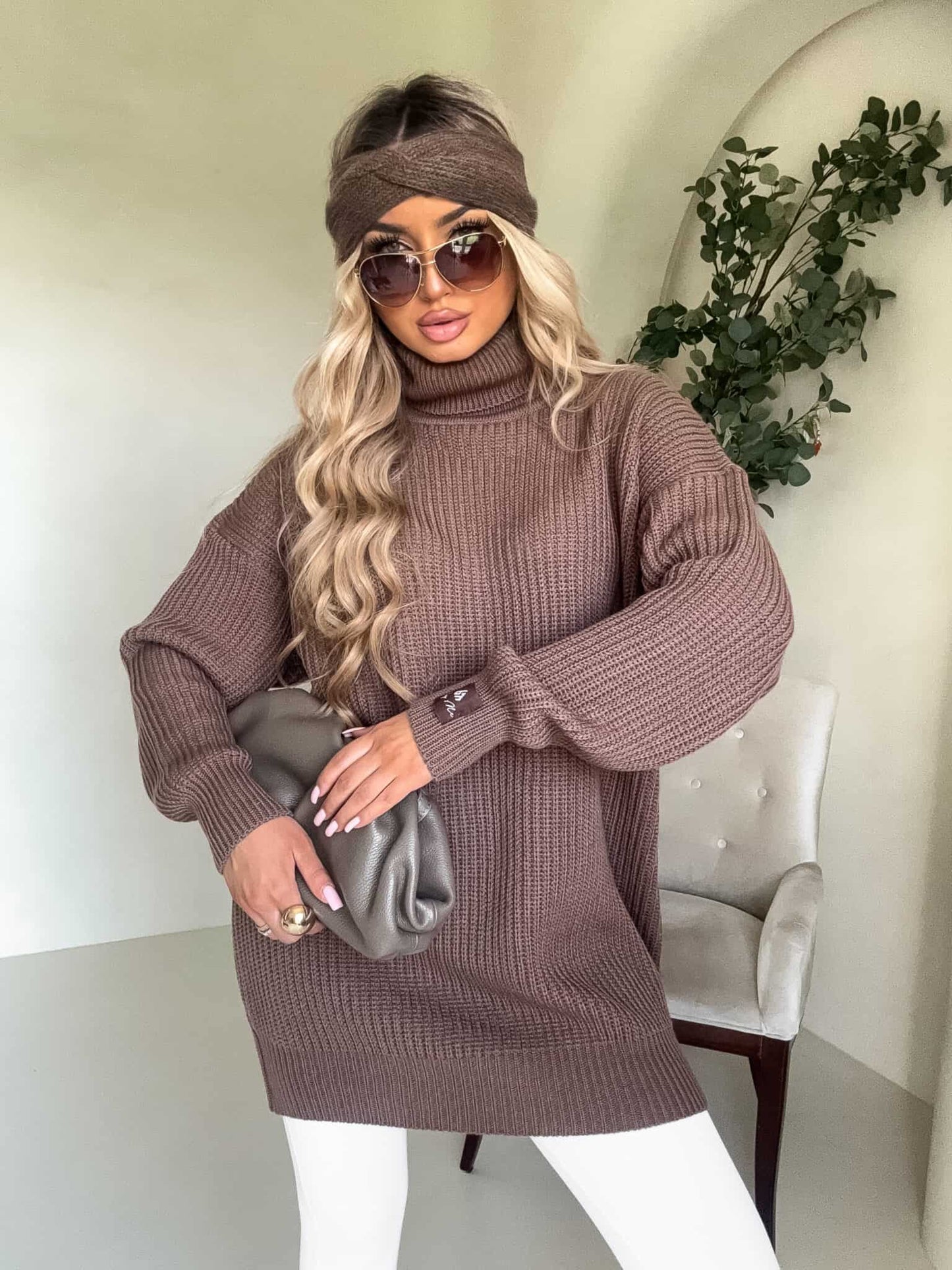 Rollkragenpullover LAVER - Milchschokolade