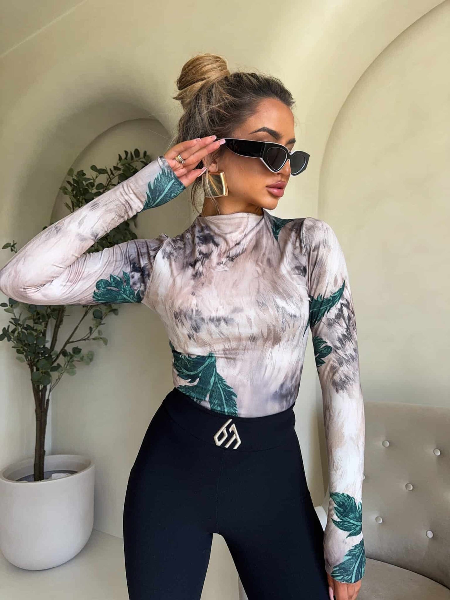 Damenbluse SKIN – leaves