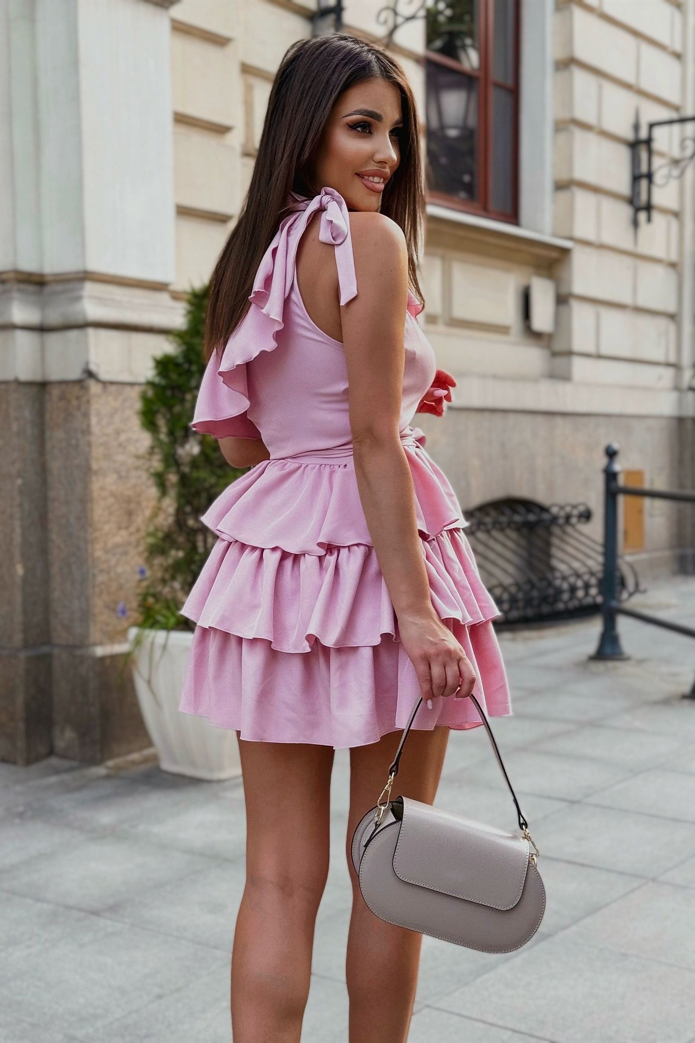 Kleid One-Schoulder - Rosa