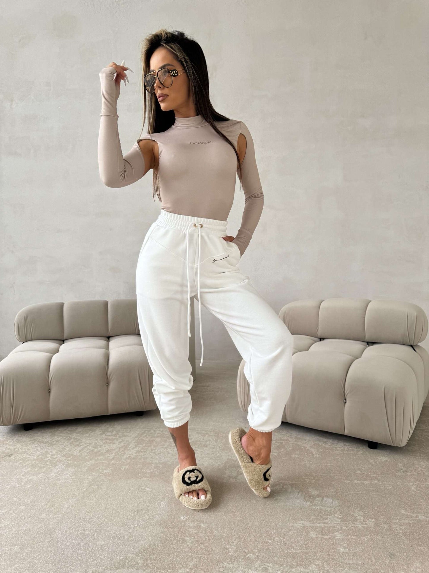Damen Joggingshose Bussin La Manuel Ecru M/L
